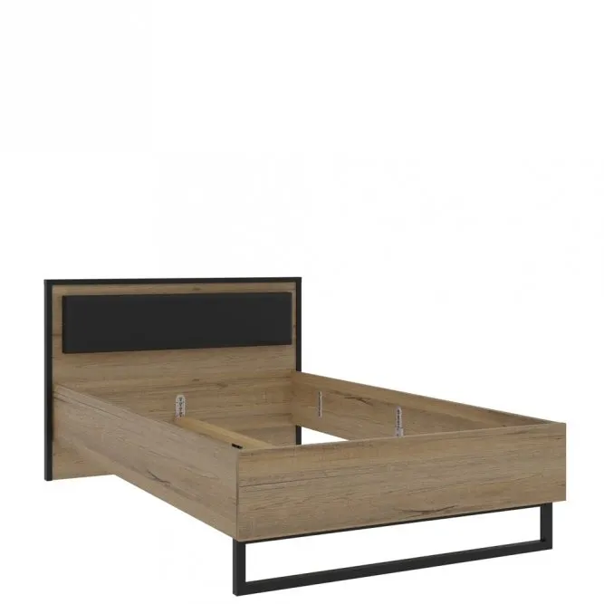 Łóżko z tapicerowanym zagłówkiem ORIENTAL TREE 120x200 Dąb Bartex, czarny Łóżko z tapicerowanym zagłówkiem ORIENTAL TREE 120x200 Dąb Bartex, czarny