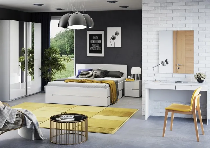 Toaletka SELENE 31 2 szuflady biały połysk 120x76x46cm - TH-100-0415