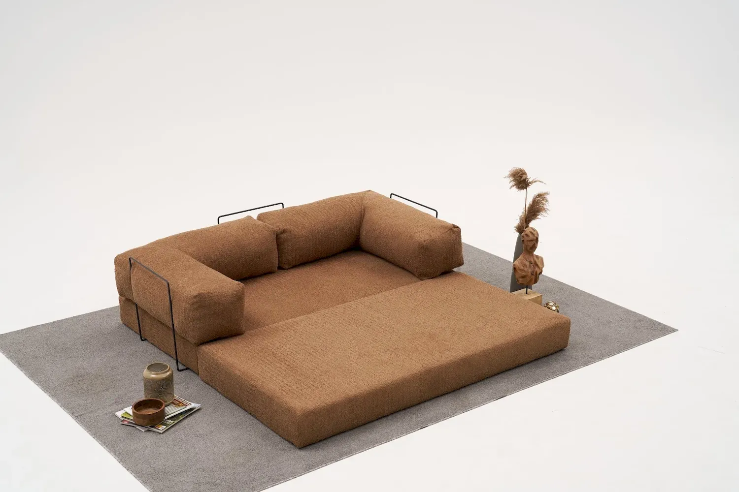 Sofa 3-osobowa rozkładana COMFORT brązowa — zdjęcie 9