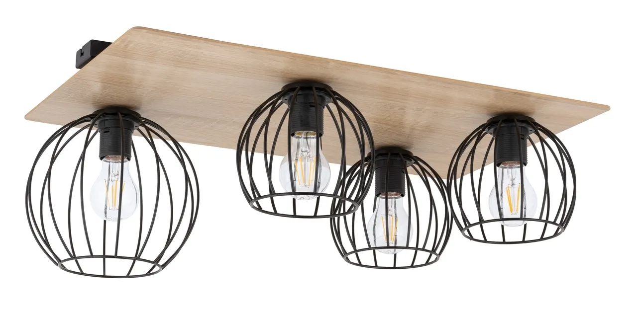 Lampa sufitowa/plafon CYBER 4 prostokąt brązowo-czarny