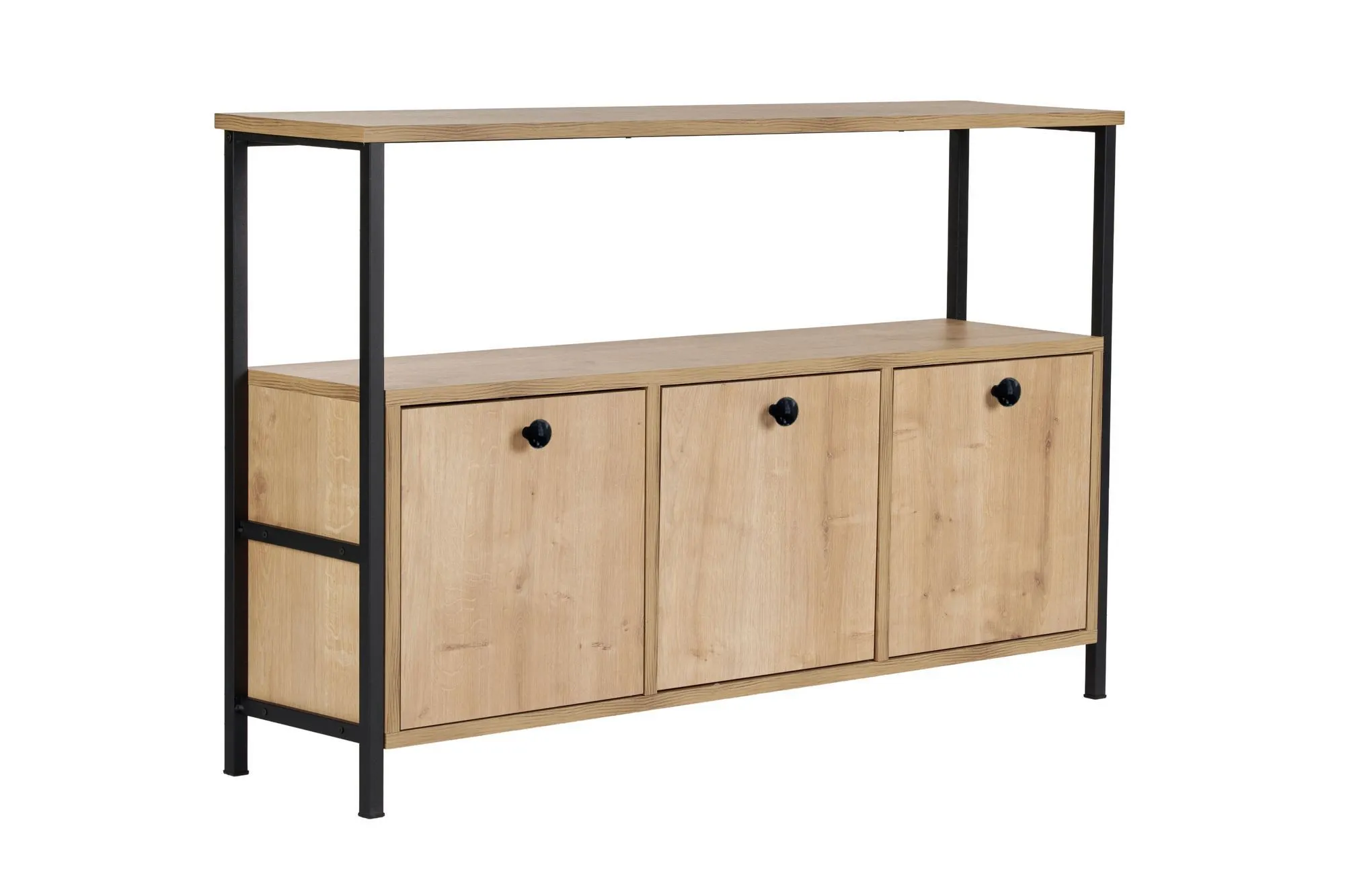 Konsola 3-drzwiowa SOLACE 120 cm dąb czarny metalowy stelaż