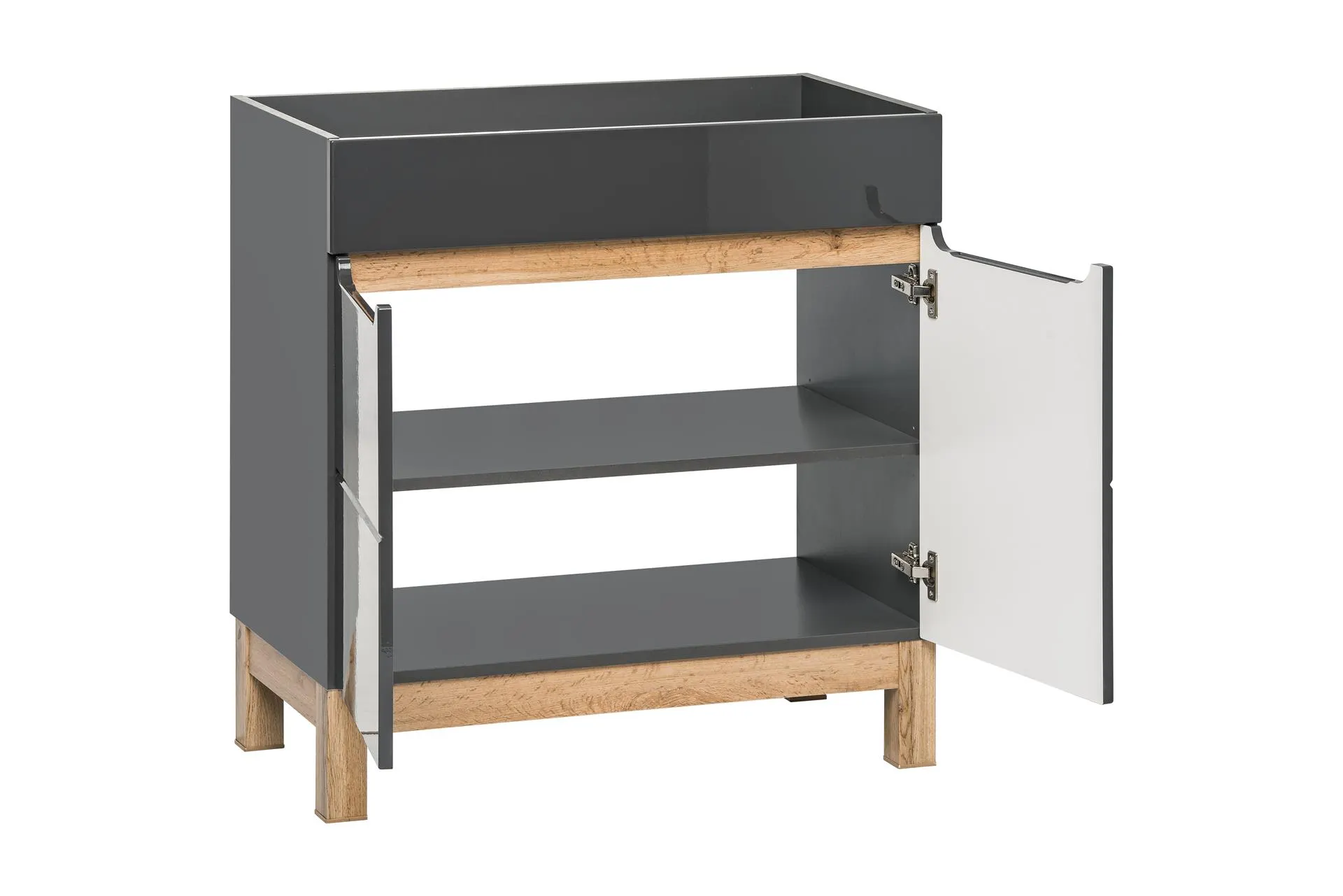 Szafka pod umywalkę 2-drzwiowa BALI grafitowa, efekt drewna 84x60x45cm - BALI_GRAFIT_820_-60D_FSC