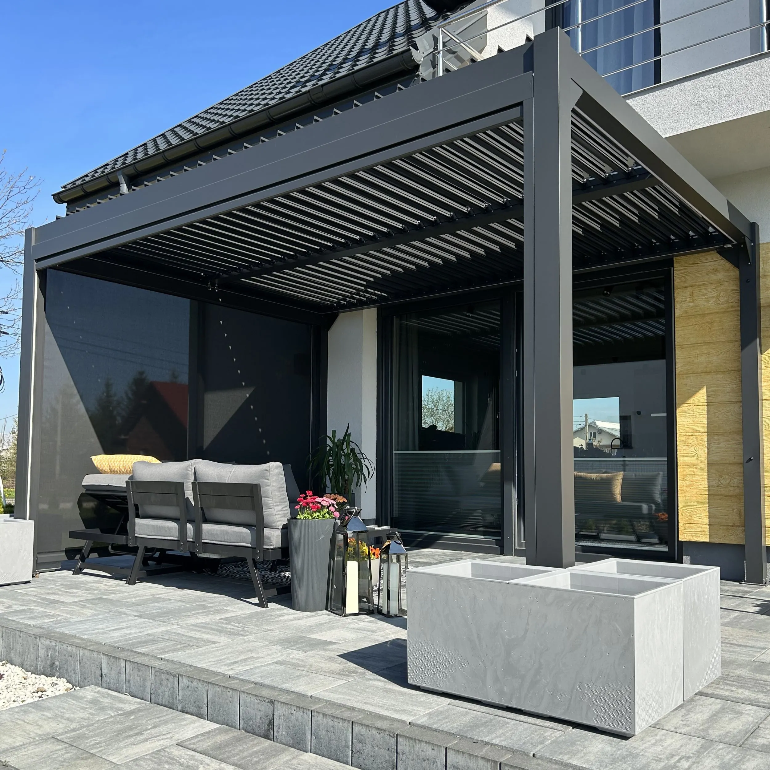 Pergola LUXE 3x4m antracyt z LED - MI_5908227364804