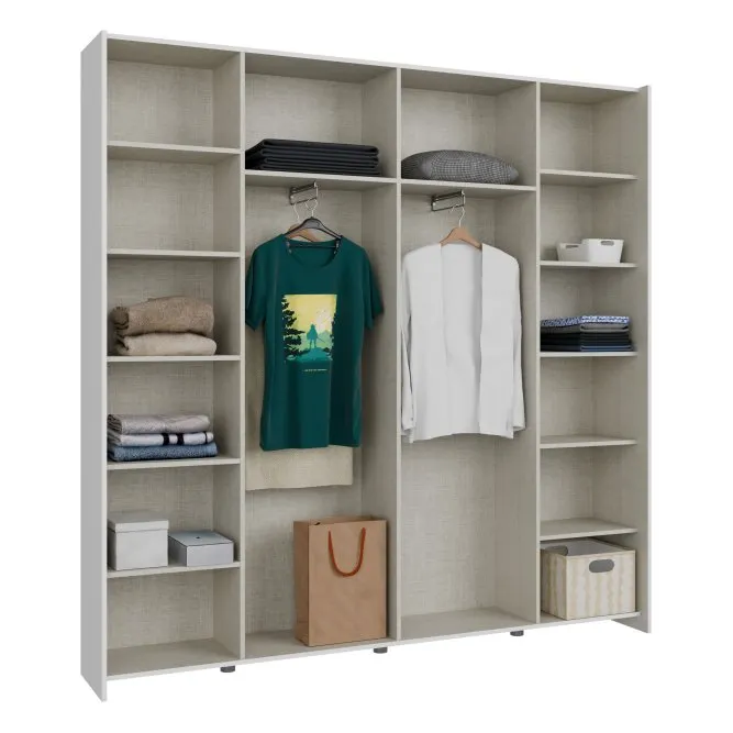 Szafa 2-drzwiowa HOME NOOK 2 drążki i półkI drzwi przesuwne 200cm biała - HMNS32231-120