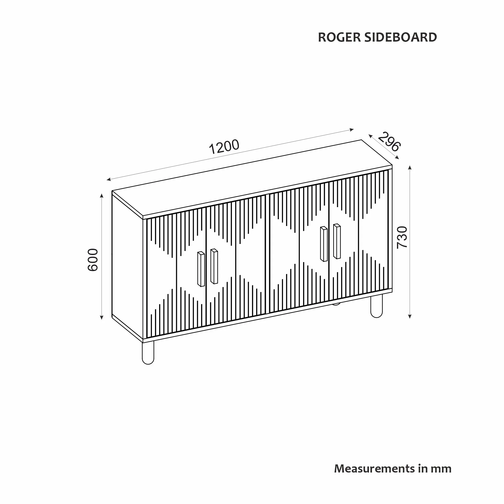 Komoda 4-drzwiowa ROGER 120 cm trawertynowy - ASI_327ODS1304