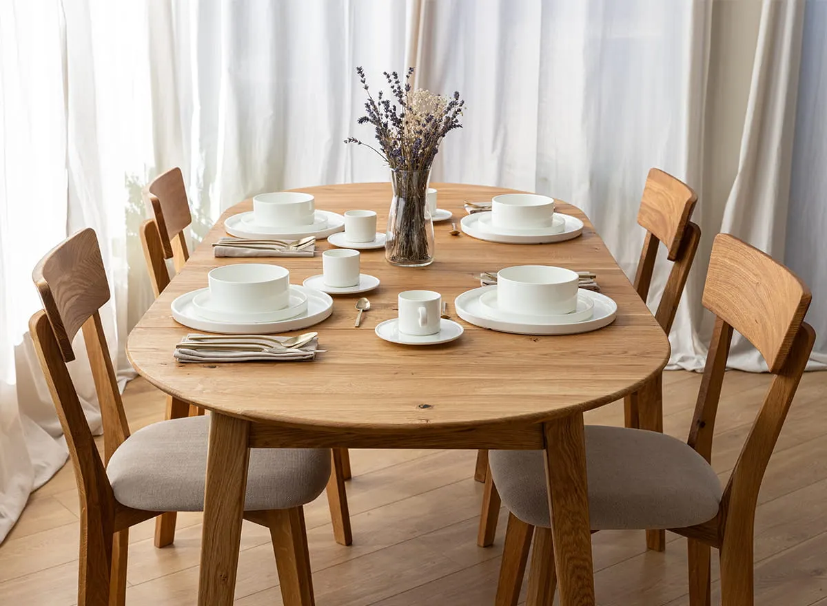 Stół dębowy okrągły ORBETELLO rozkładany 110x110(160-210) - dąb olejowany - KULSR110_2X50