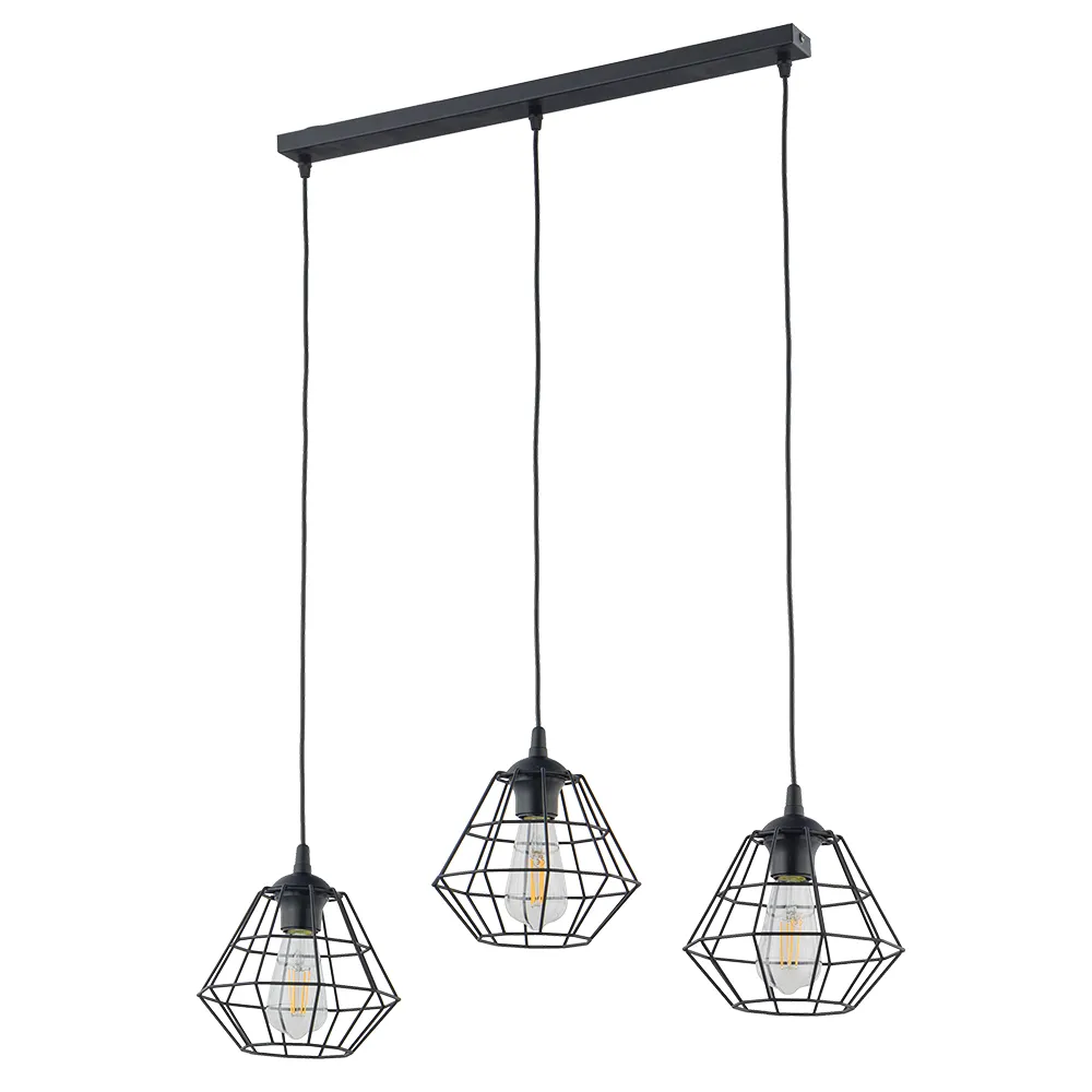 Lampa wisząca DIAMOND czarna na metalowej listwie 100x78x22cm
