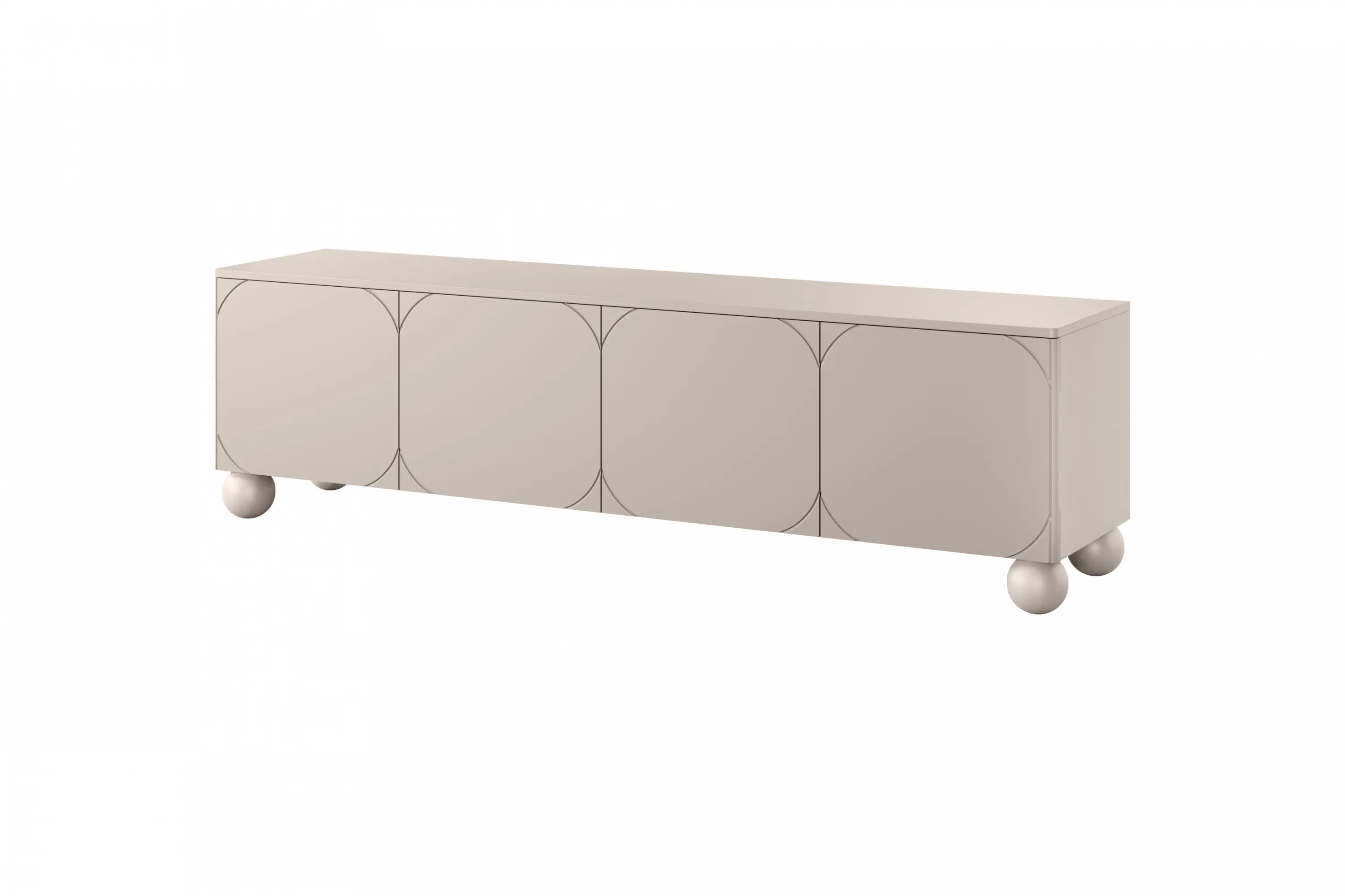 Szafka RTV 4-drzwiowa z 2 szufladami SONATIA 200cm cashmere nogi kule