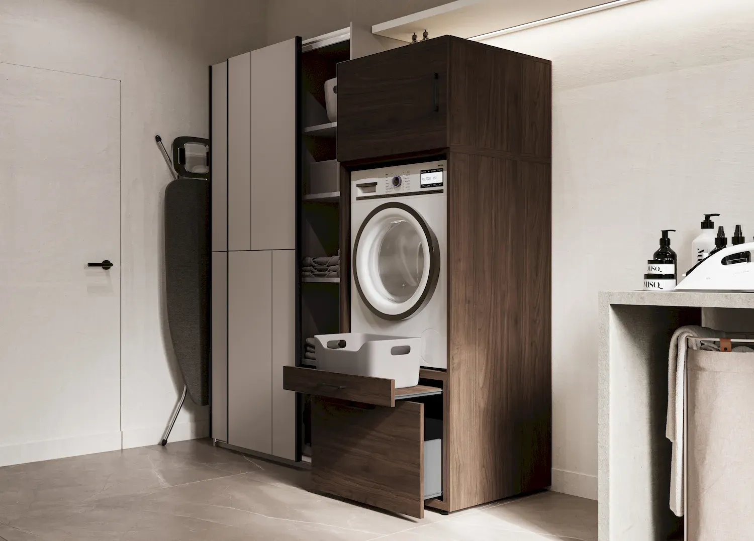 Zabudowa na pralkę lub suszarkę AZA wysuwana półka orzech - 30OVME60