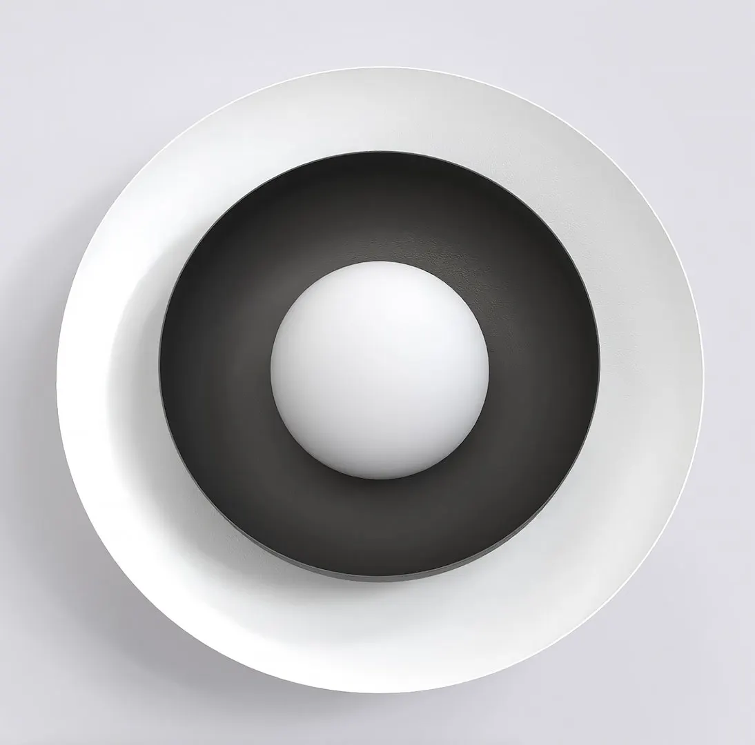 lampa, kula, biała, okrągła, minimalistyczna