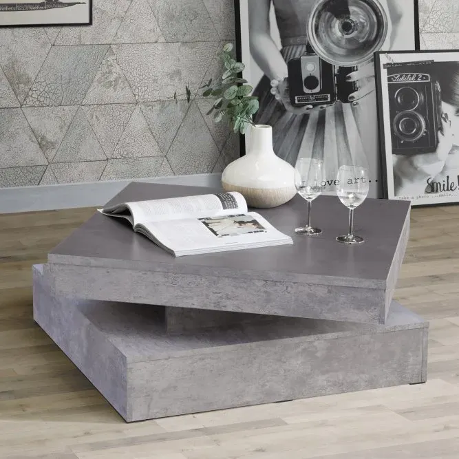 Stolik kawowy obrotowy CFTT4181 COFFEE TABLES 78x78 cm Beton jasnoszary - CFTT4181-U39