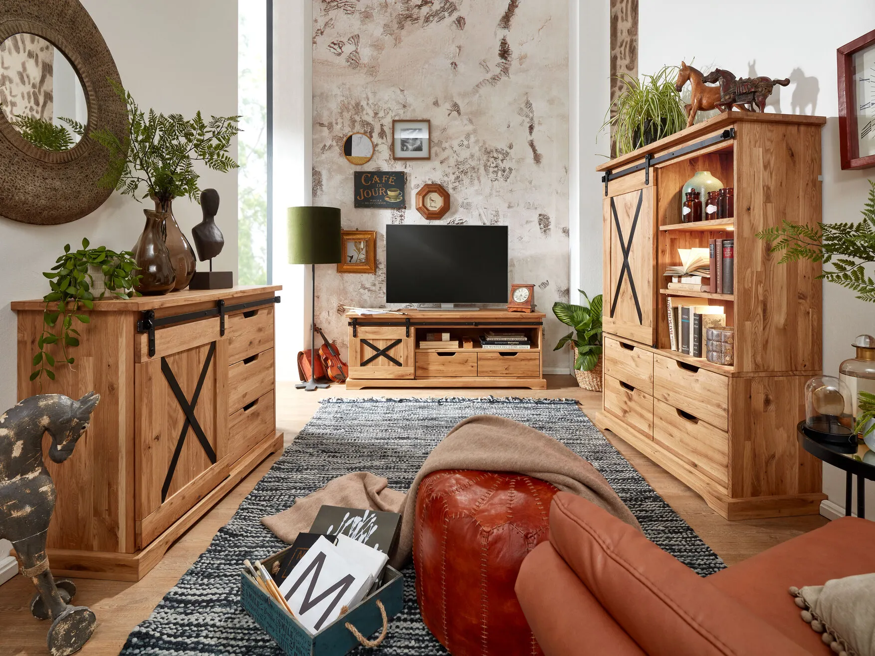 Komoda dębowa TIDY 1-drzwiowa z 3 szufladami 102x83 dąb olejowany - GK_1034240301