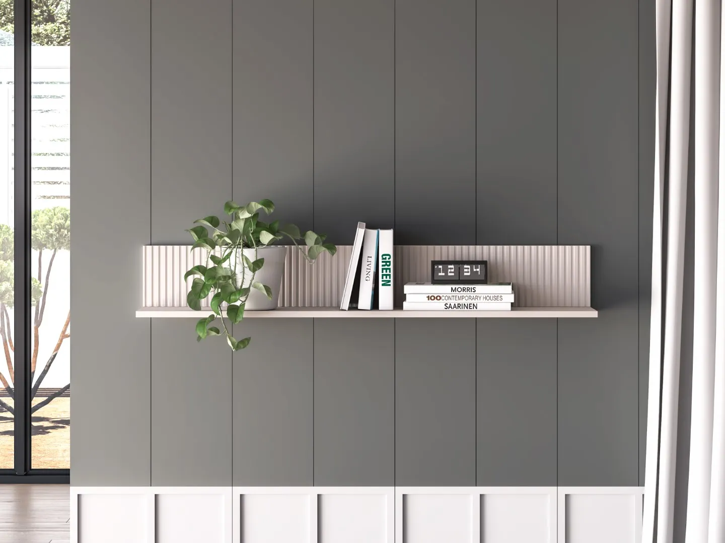 Półka ścienna ryflowana DUNEA 120 cm kaszmirowa - 1DUNE10-001