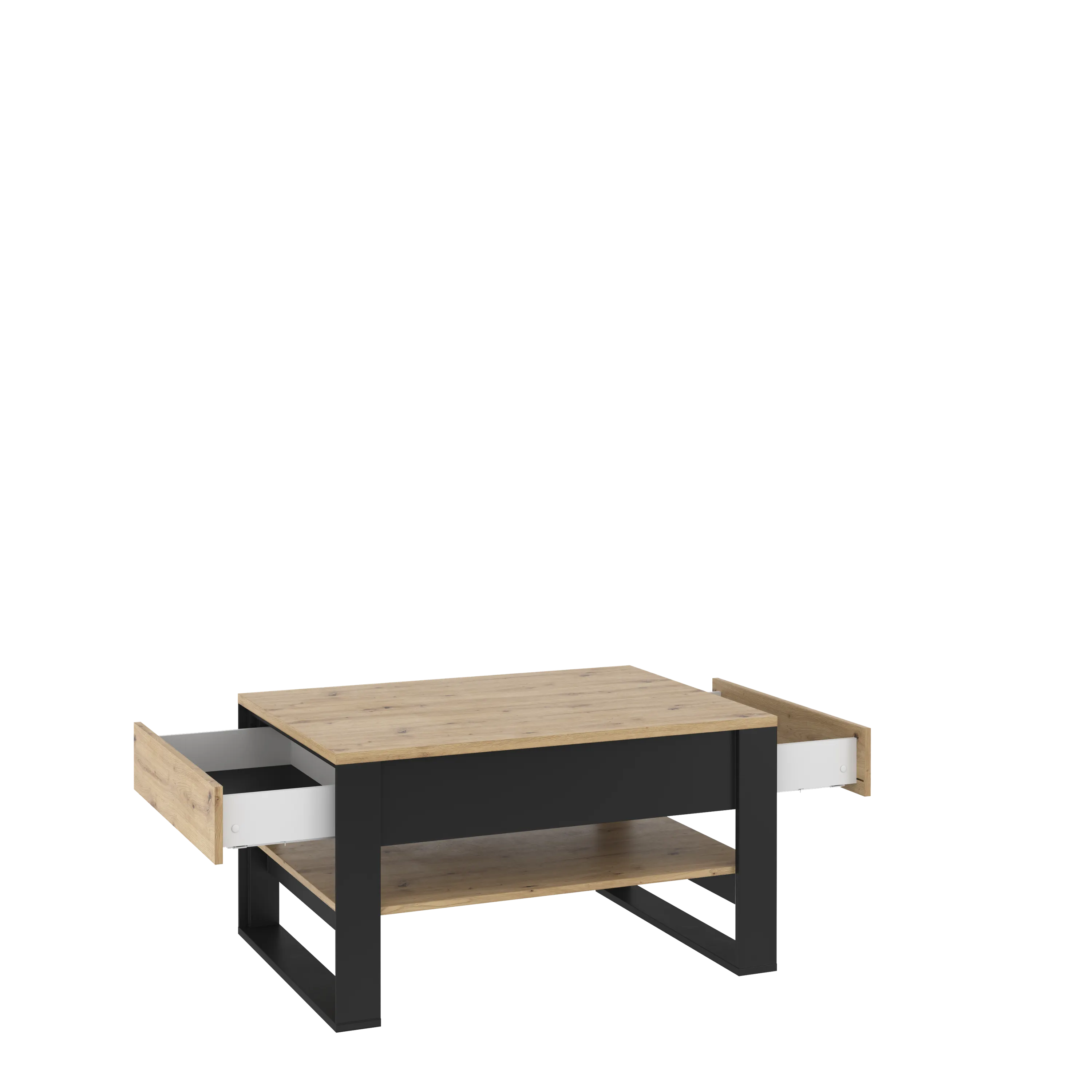 Stolik kawowy z szufladami 100x70 Quant QA-09 dąb artisan/czarny - QA9DAC
