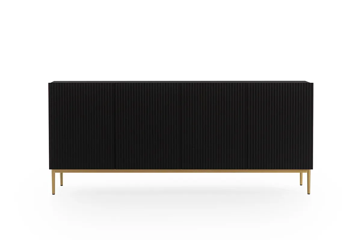 Komoda 4-drzwiowa NICOLE 200 - czarny mat - złoty stelaż - B_51780