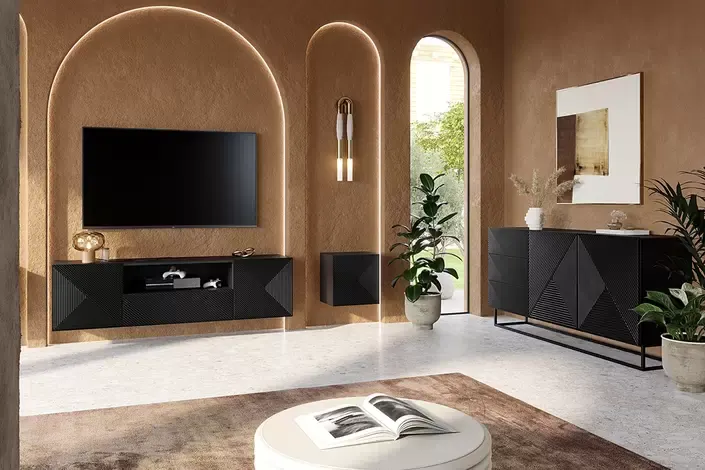 Szafka wisząca ASHA 40 1D - czarny mat - ryflowany front - B_57640