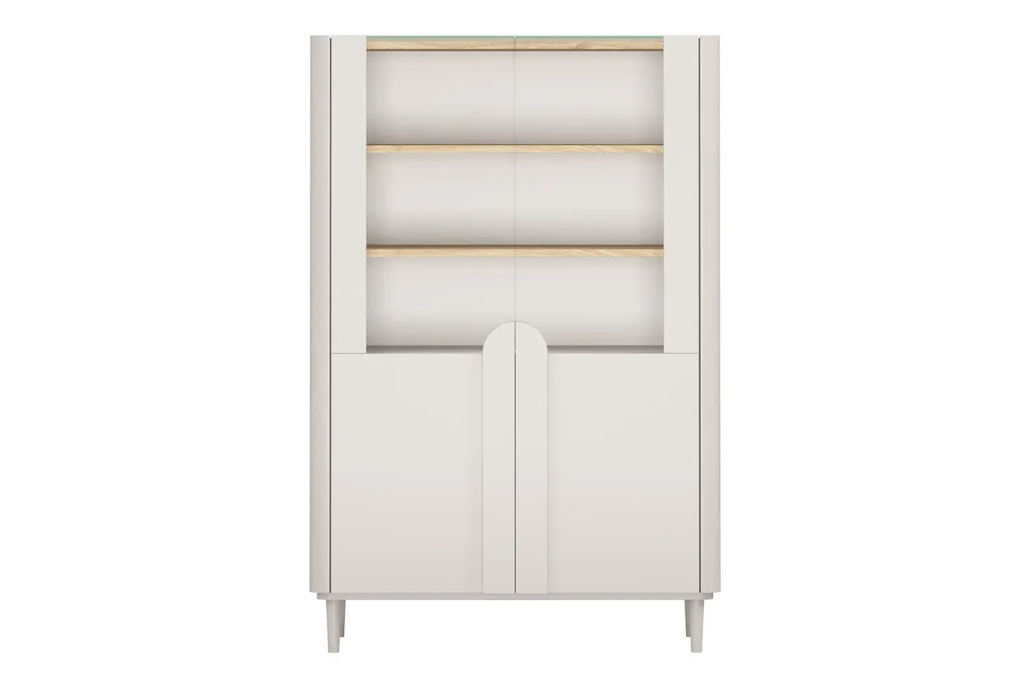 Witryna 2-drzwiowa AMILIO 100 oświetlenie LED - cashmere dąb olejowany uchwyty cashmere nogi cashmere - B_169211