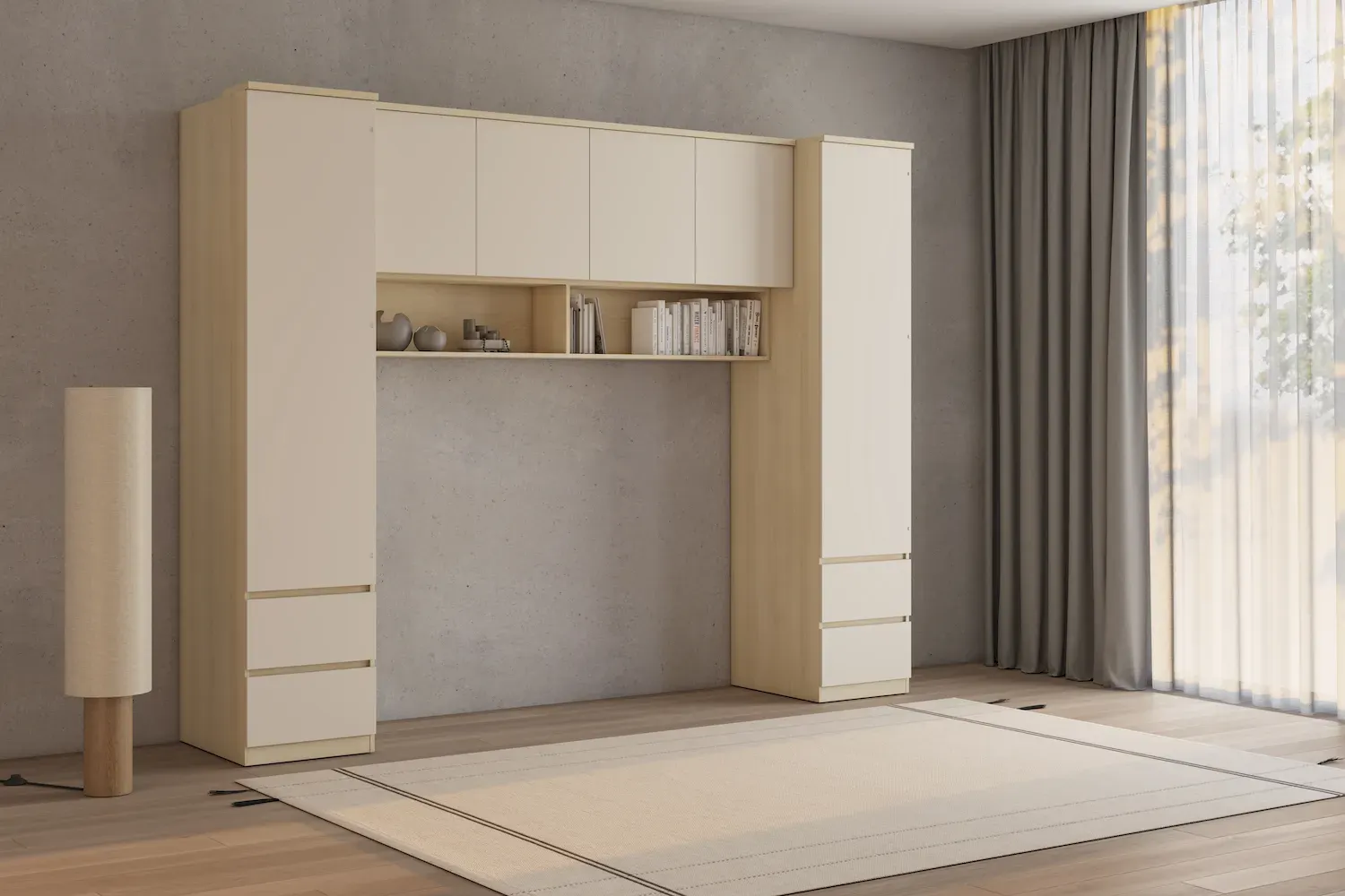 Szafka wisząca 4-drzwiowa P/L 186 cm TERRA 13 dąb Lindberg beż piaskowy — zdjęcie 9