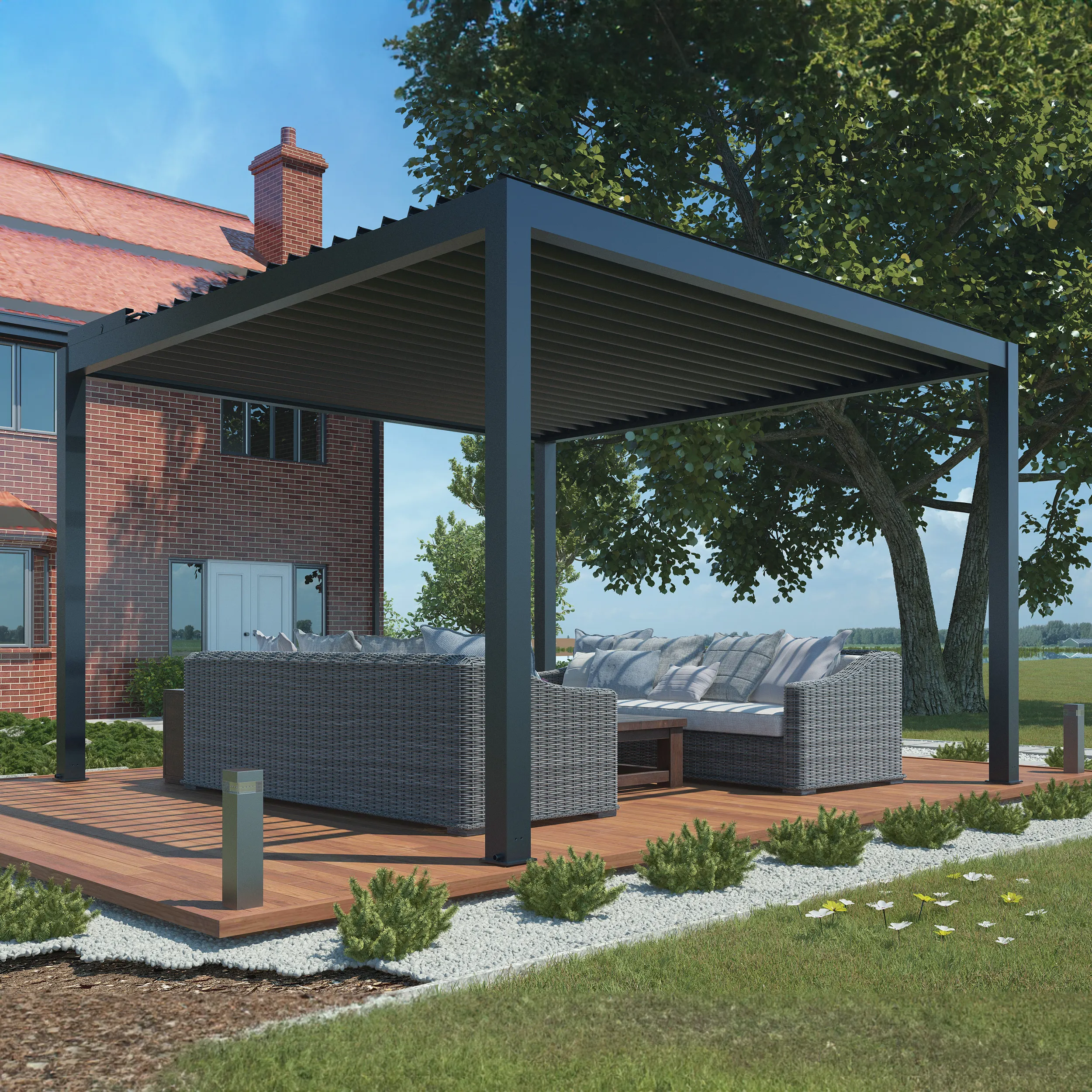 Pergola LUXE 4x4m antracyt z LED - MI_5905610251185