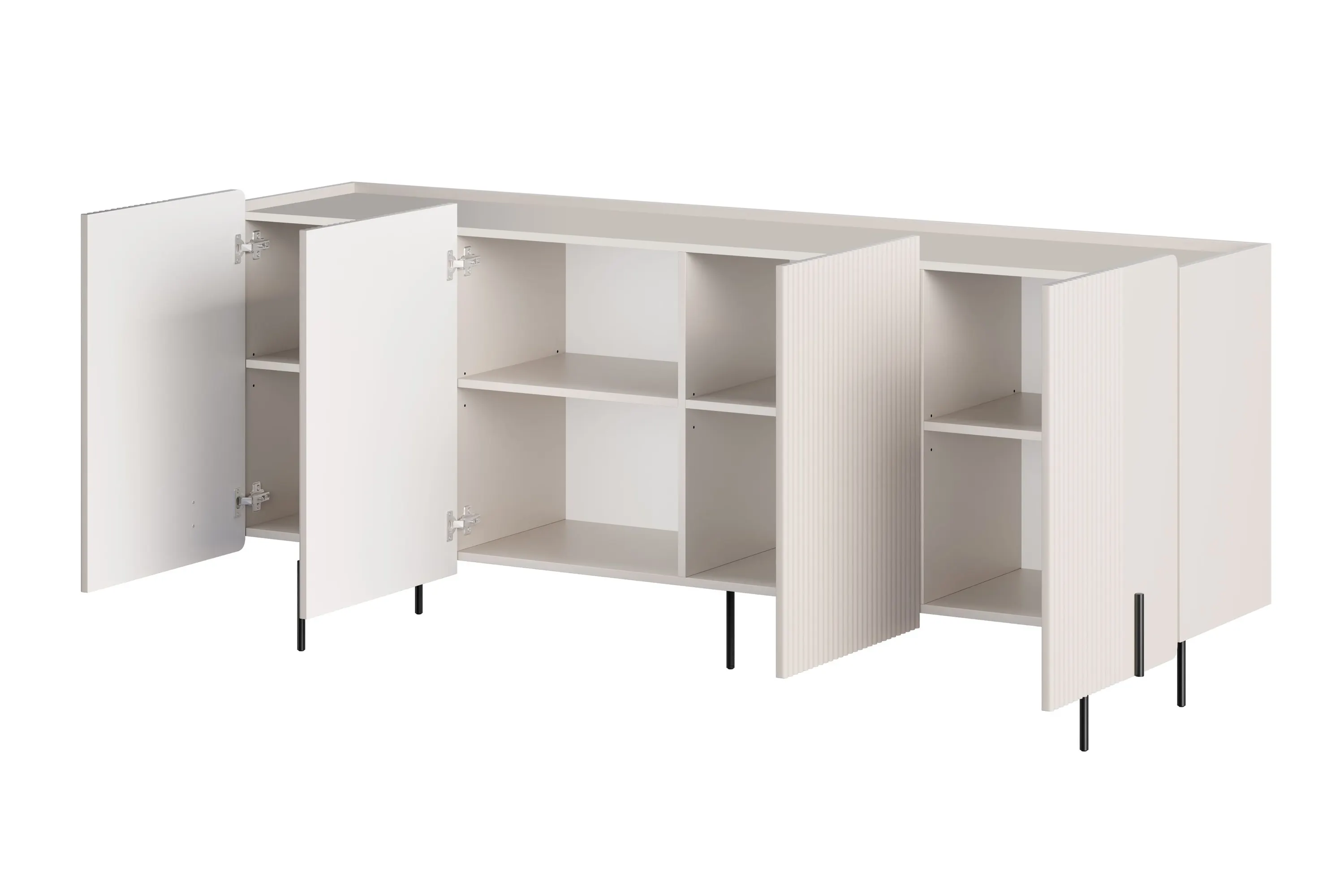 Komoda 4-drzwiowa MALMI 200cm - kaszmirowa - czarne nogi - B_167018