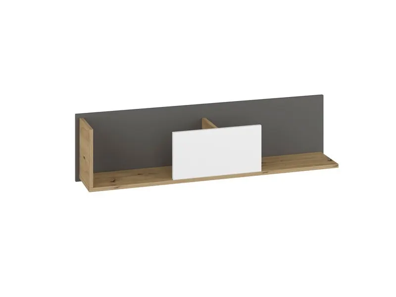 Półka wisząca z przegrodą FINI 10 biały, antracyt, dąb artisan 116 cm