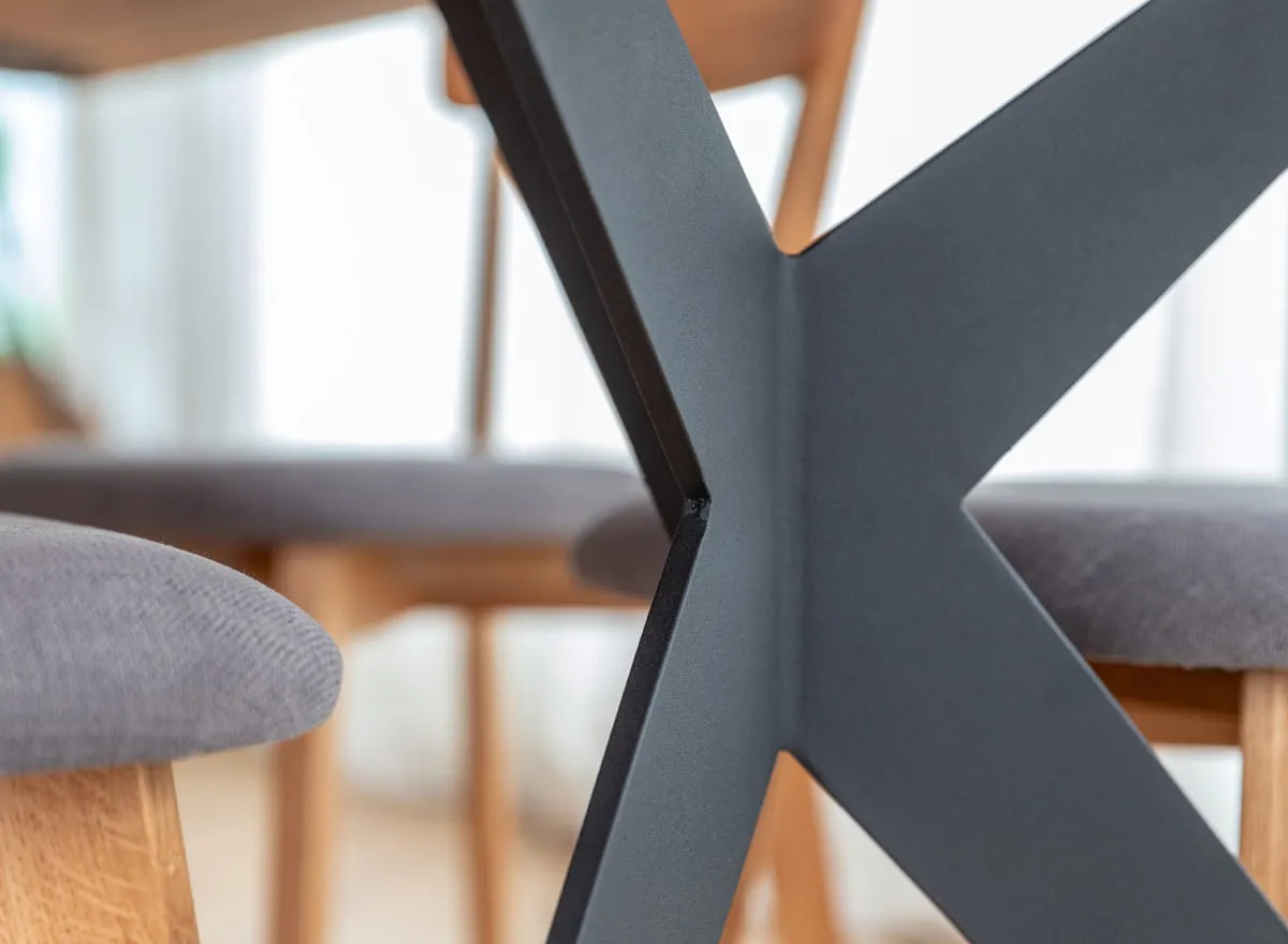 Stół dębowy na metalowych nogach CASERTA 180x90 blat 4cm - dąb olejowany, czarny - CASERTA90X180_4