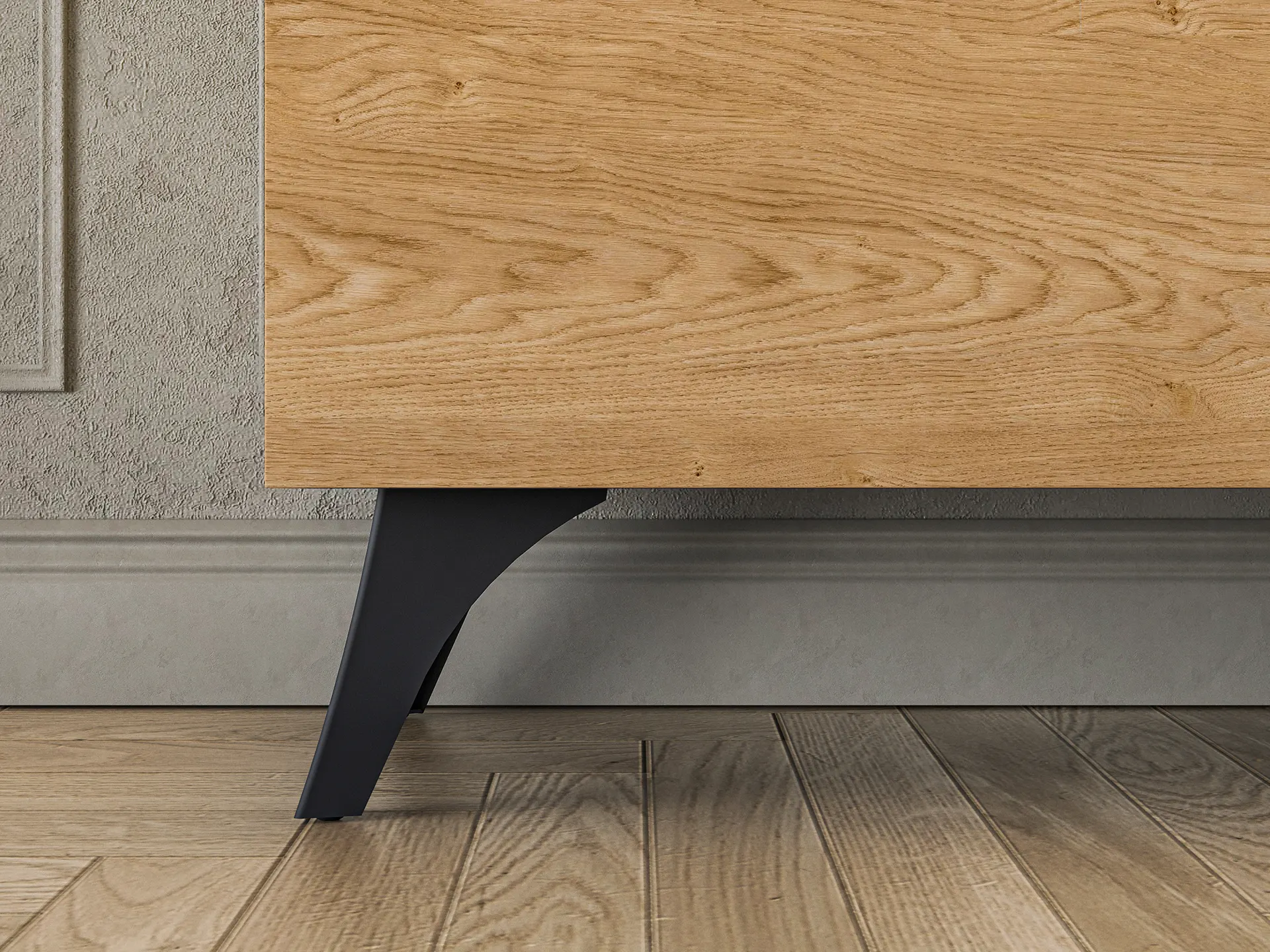 Witryna niska 2-drzwiowa TOSCANIA 03 dąb baltic dune jesion prestige czarny - 1TOSC03-001