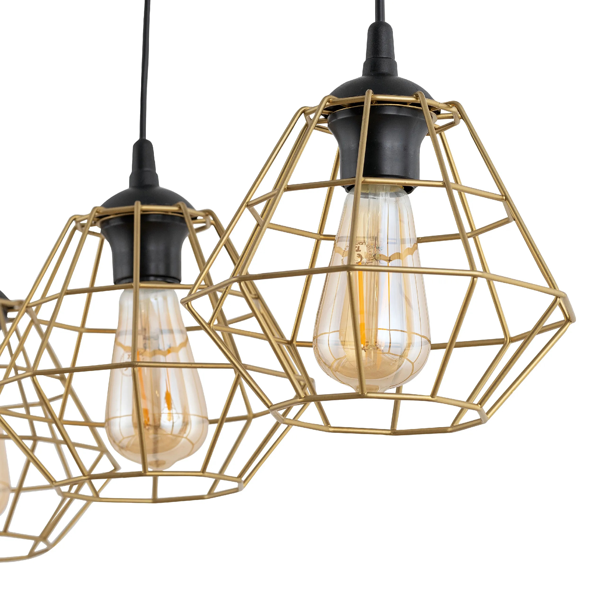 Lampa wisząca DIAMOND na czarnej listwie ze złotymi elementami 100x78x22cm - TK_4642