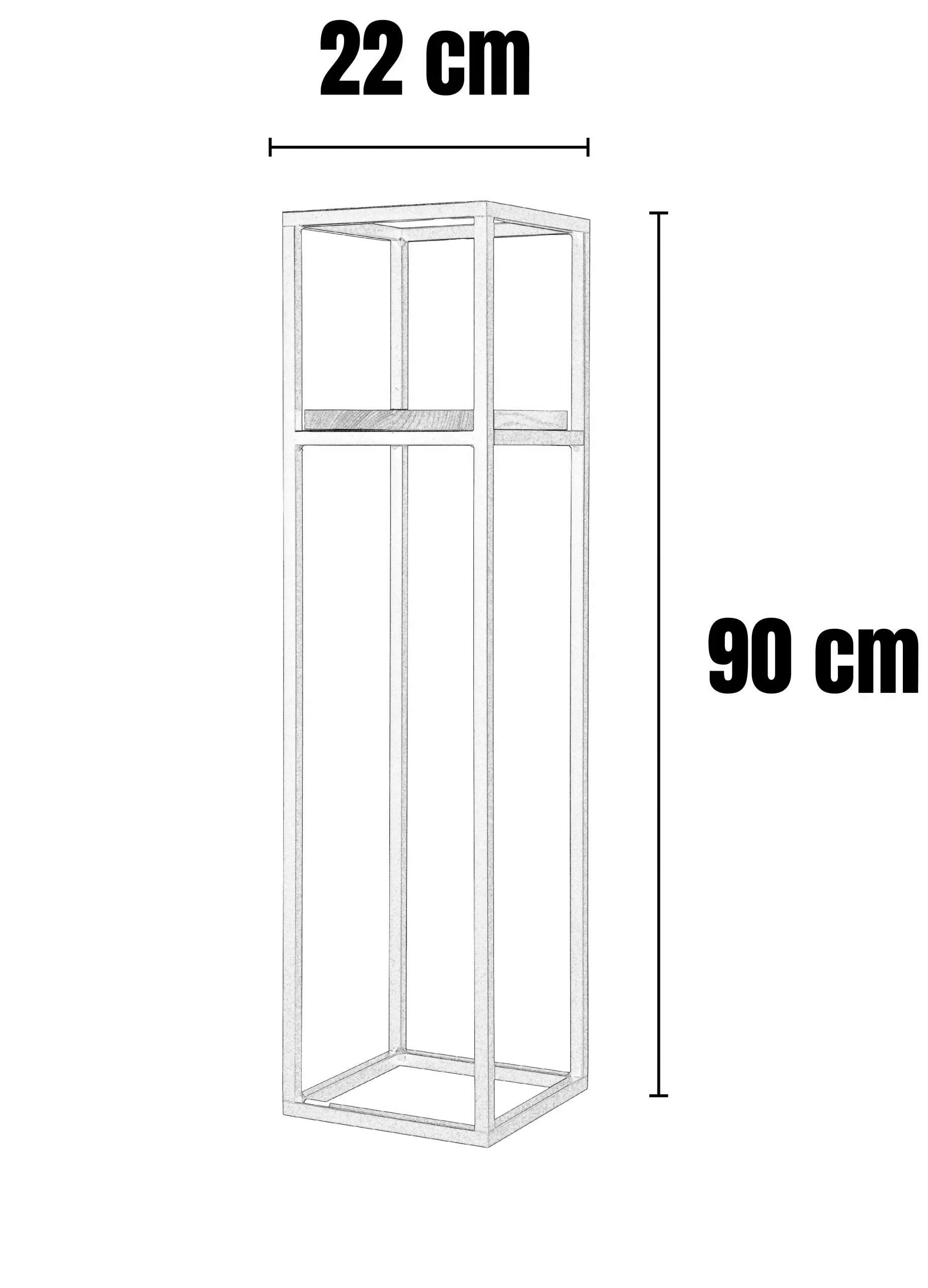 Kwietnik stojący ANET L metal drewno 22x22x90 czarny naturalny - LD_TZ000174