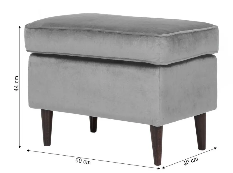 Podnóżek aksamitny RON VELVET szary - RONV14WP
