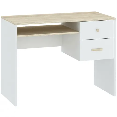 Biurko z 2 szufladami i półką GOODY 50x100 drewniane uchwyty biały akacja Biurko, Meble, Tabela, Skrzynka pocztowa, Komputer