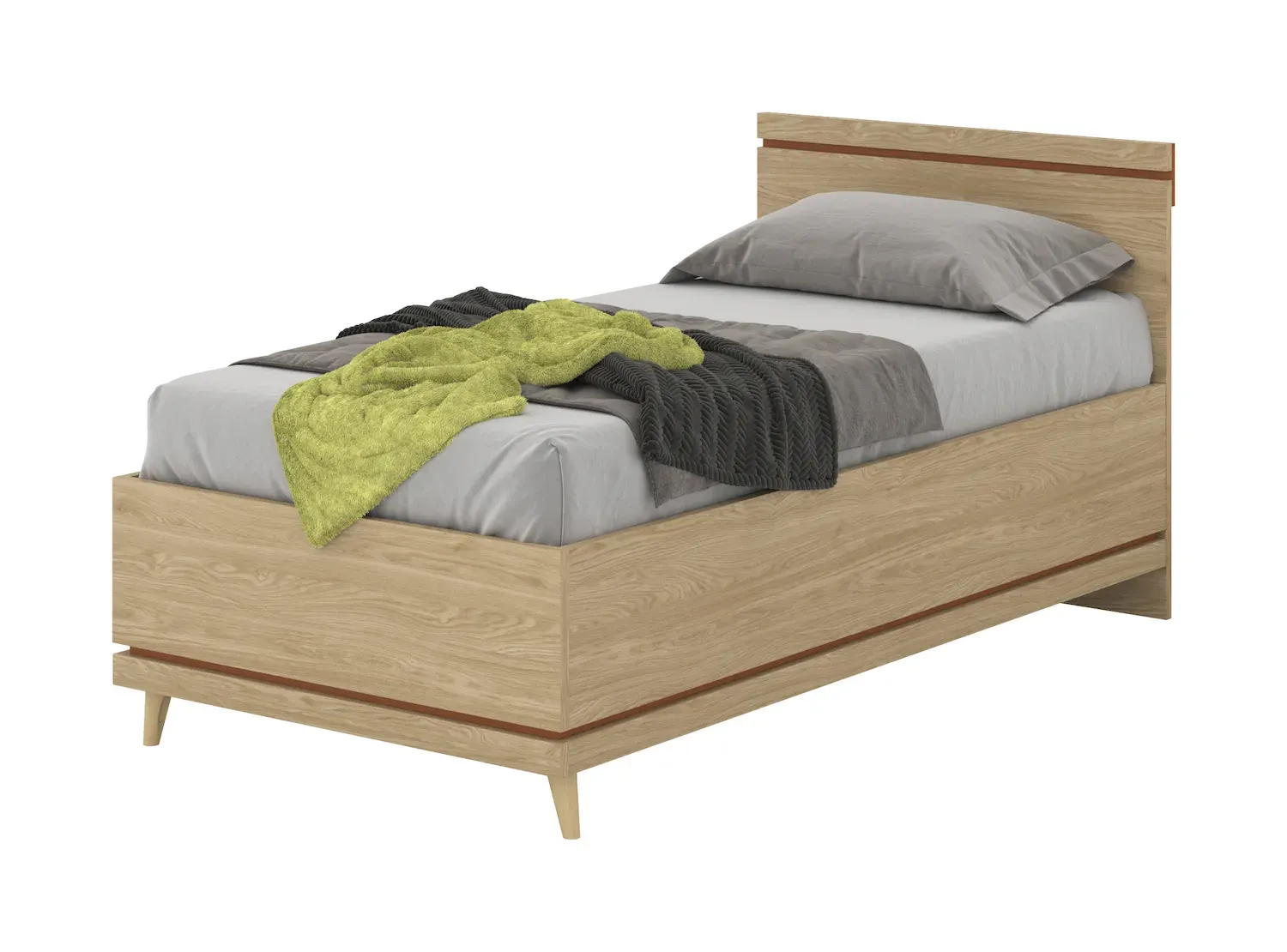 Łóżko z zagłówkiem SCANDI 34 100cm dąb ceglany - 24D5OH34