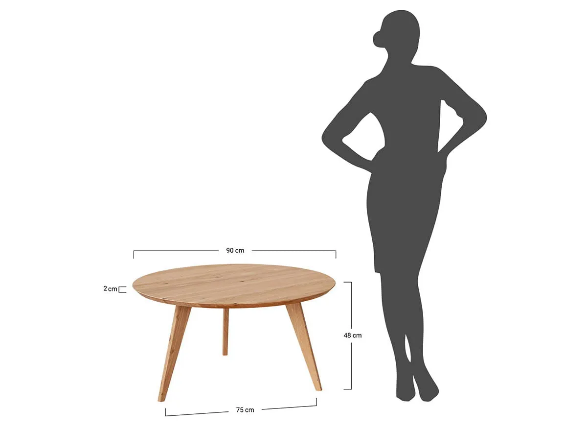Stolik kawowy dębowy okrągły 90 cm Orbetello - dąb olejowany - 3SORB57