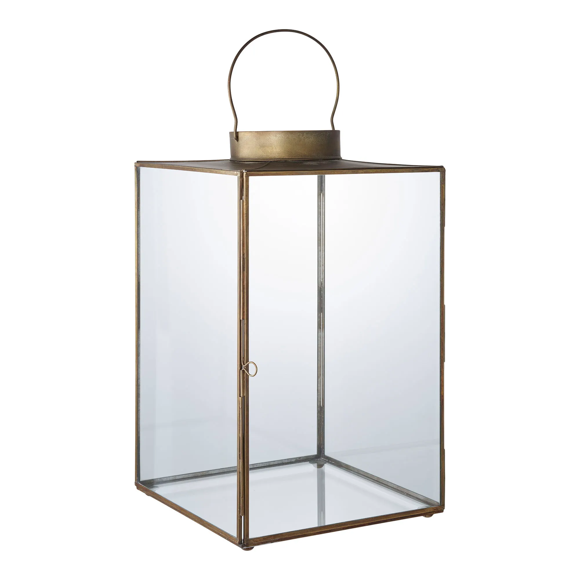 Latarnia MOHALI metal szkło szer.25 cm wys.42cm wygląd antycznego mosiądzu