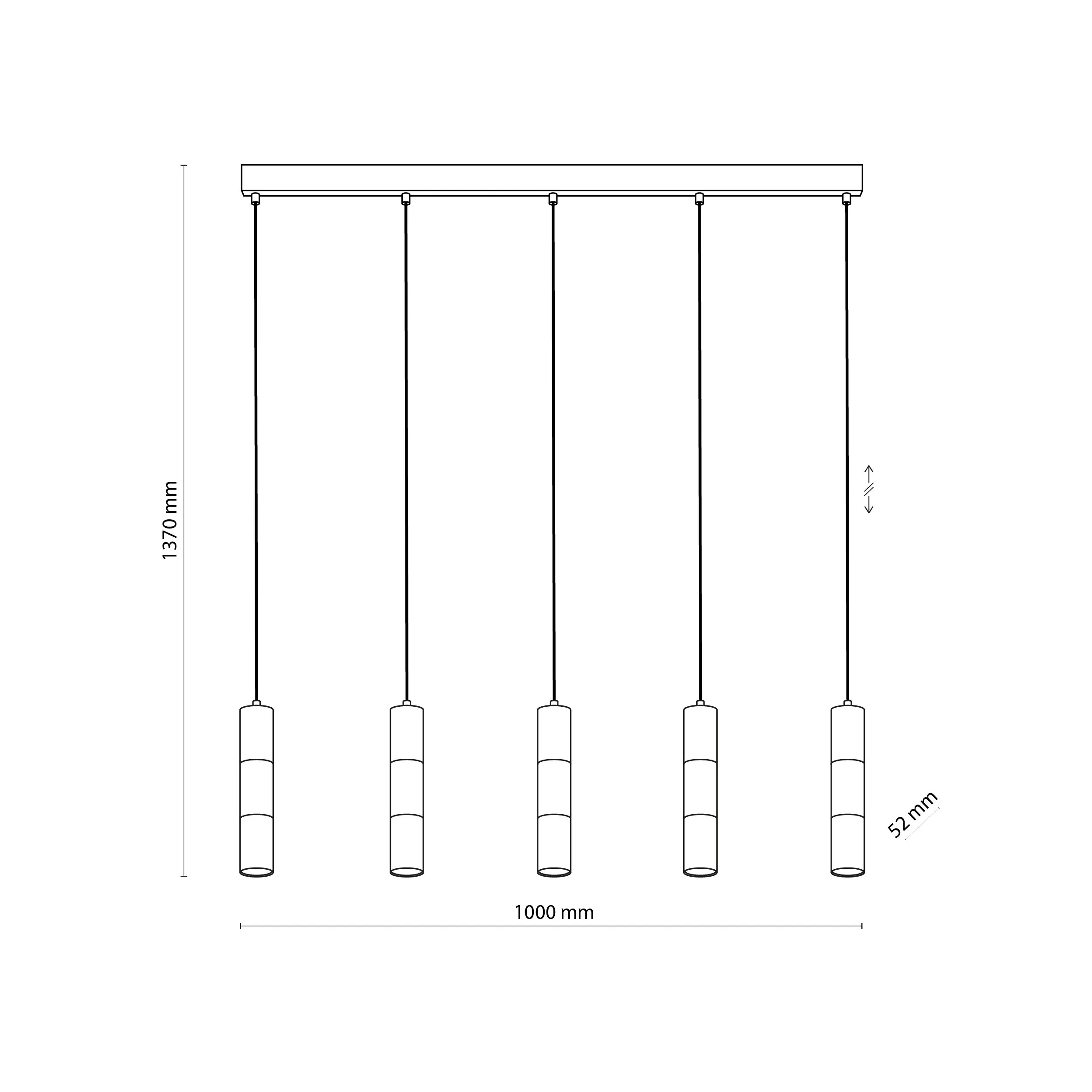 Lampa wisząca VIVIEN czarna na listwie ze złotymi elementami 137x100x5cm - TK_4758