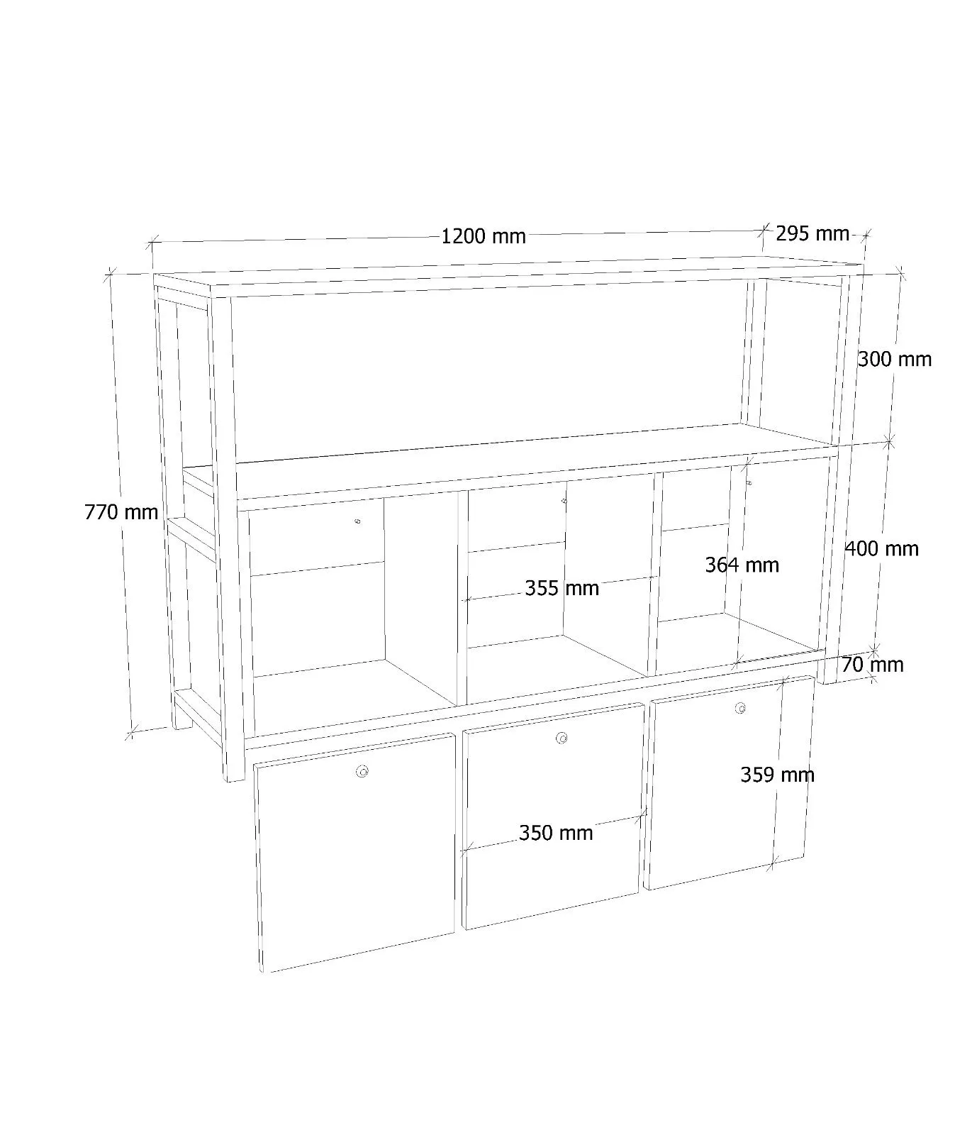 Komoda drewniana 3-drzwiowa NERO V2 sosna atlantycka metalowy stelaż - ASI_570VLT1911