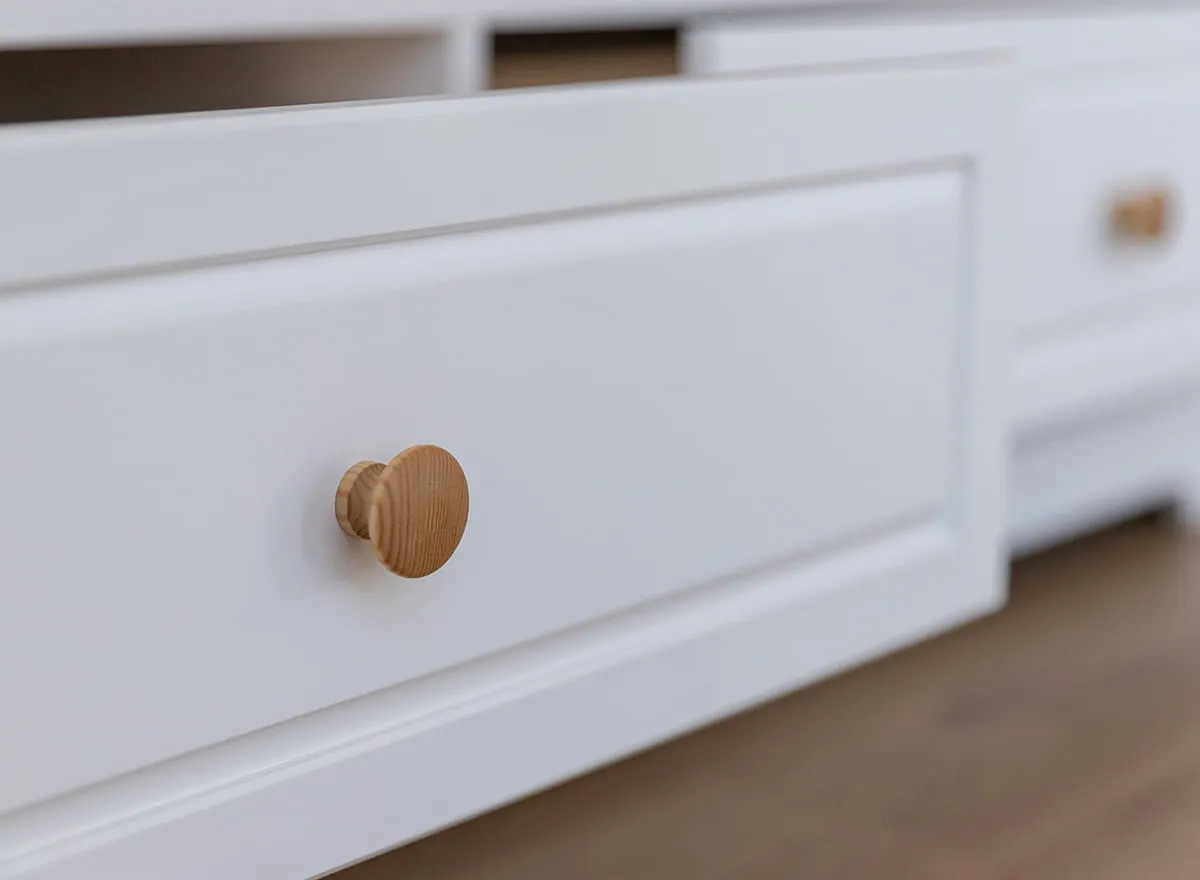 Szafka RTV mała MARONE ELITE z 2 szufladami - biały, złocisty - PLMEL09