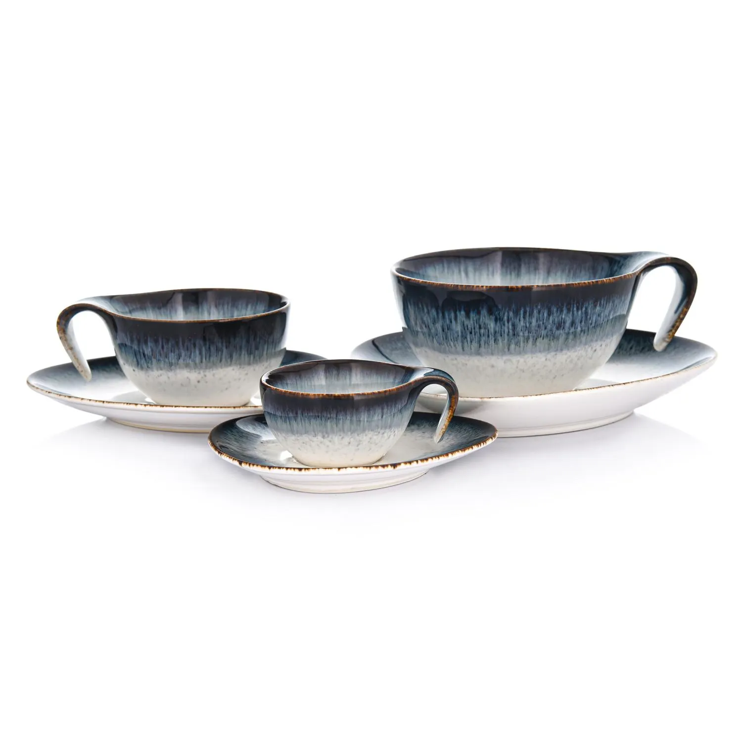 image porcelanowy, filiżanki, zestaw, niebieski gradient, ceramika
