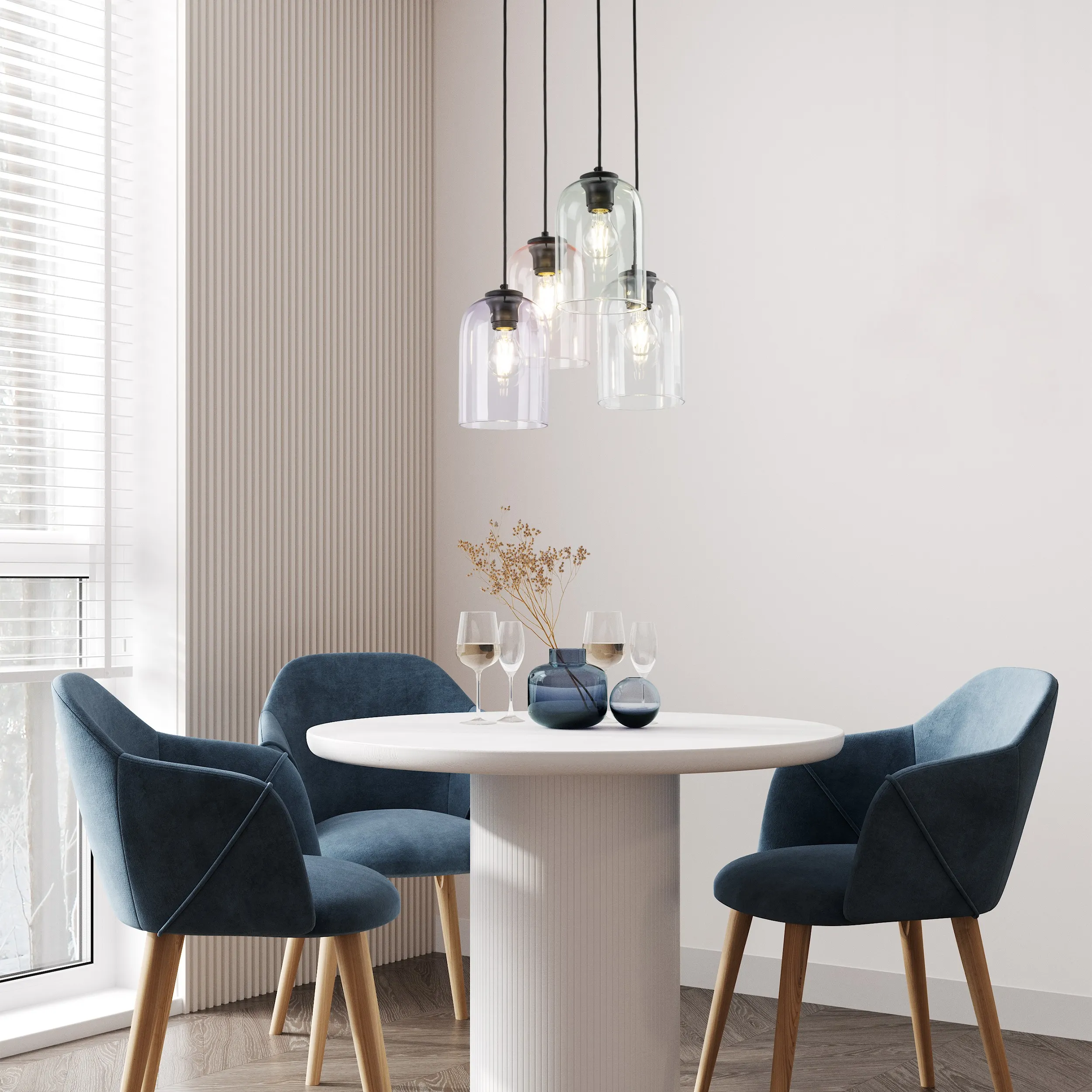 Lampa wisząca MOLLY czarna różnokolorowe transparentny różowy zielony fioletowy klosz 150x38cm - TK_10301