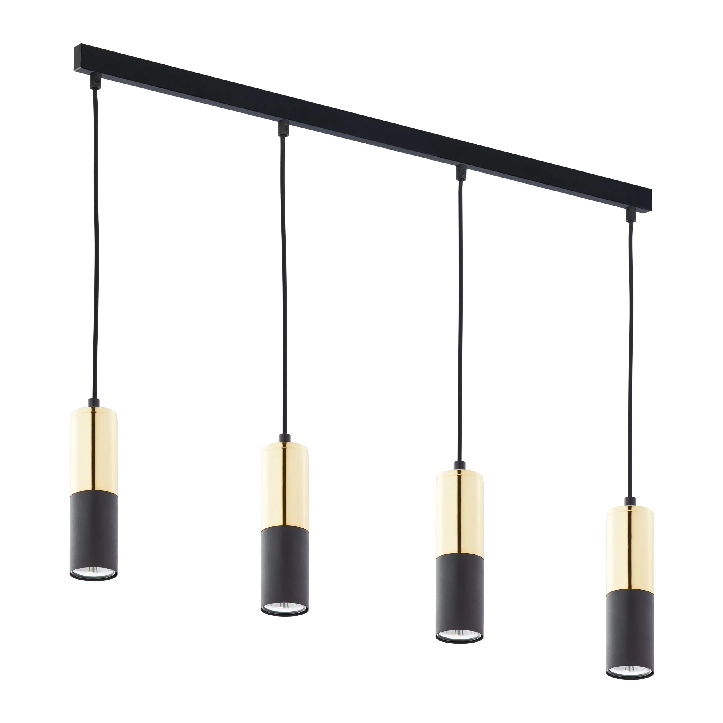 Lampa wisząca ELIT czarna na metalowej listwie ze złotymi akcentami 100x71x5cm