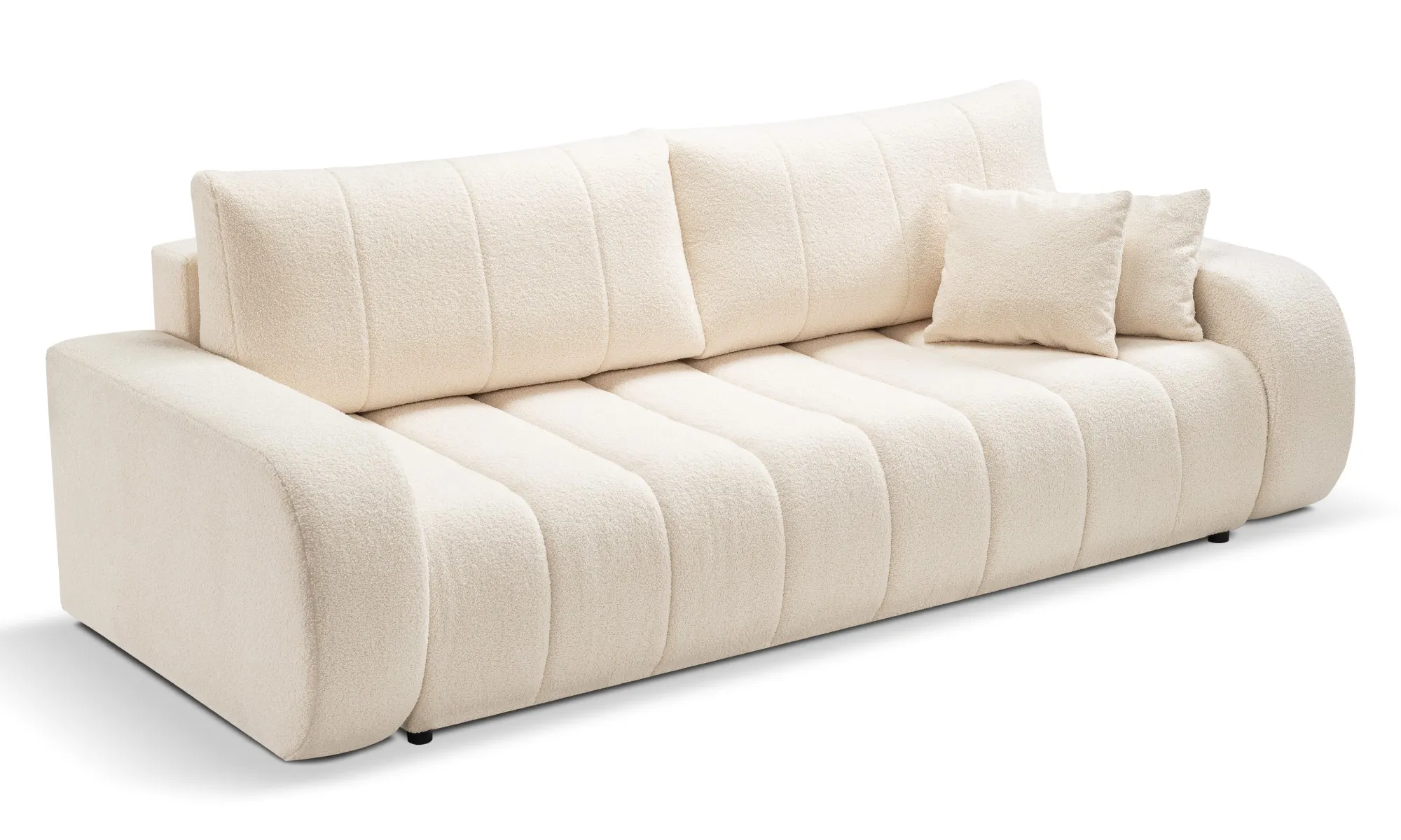 Sofa rozkładana z pojemnikiem BALOO LAMBI 248 cm pikowana beżowa Kanapa, Meble, Poduszka, Wystrój domu