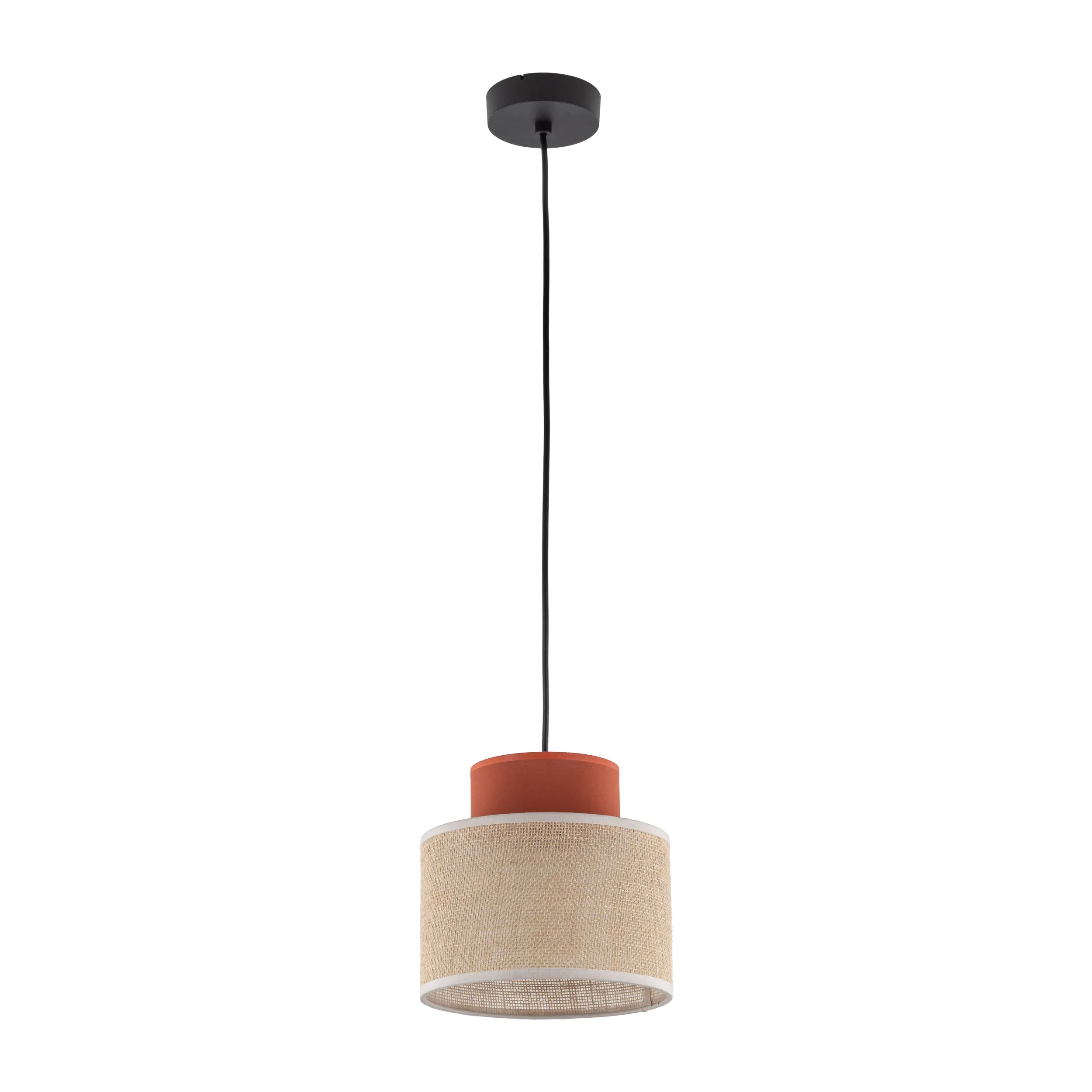 Lampa wisząca DUO JUTA brązowa ceglana na czarnym przewodzie i podstawie 165x20cm