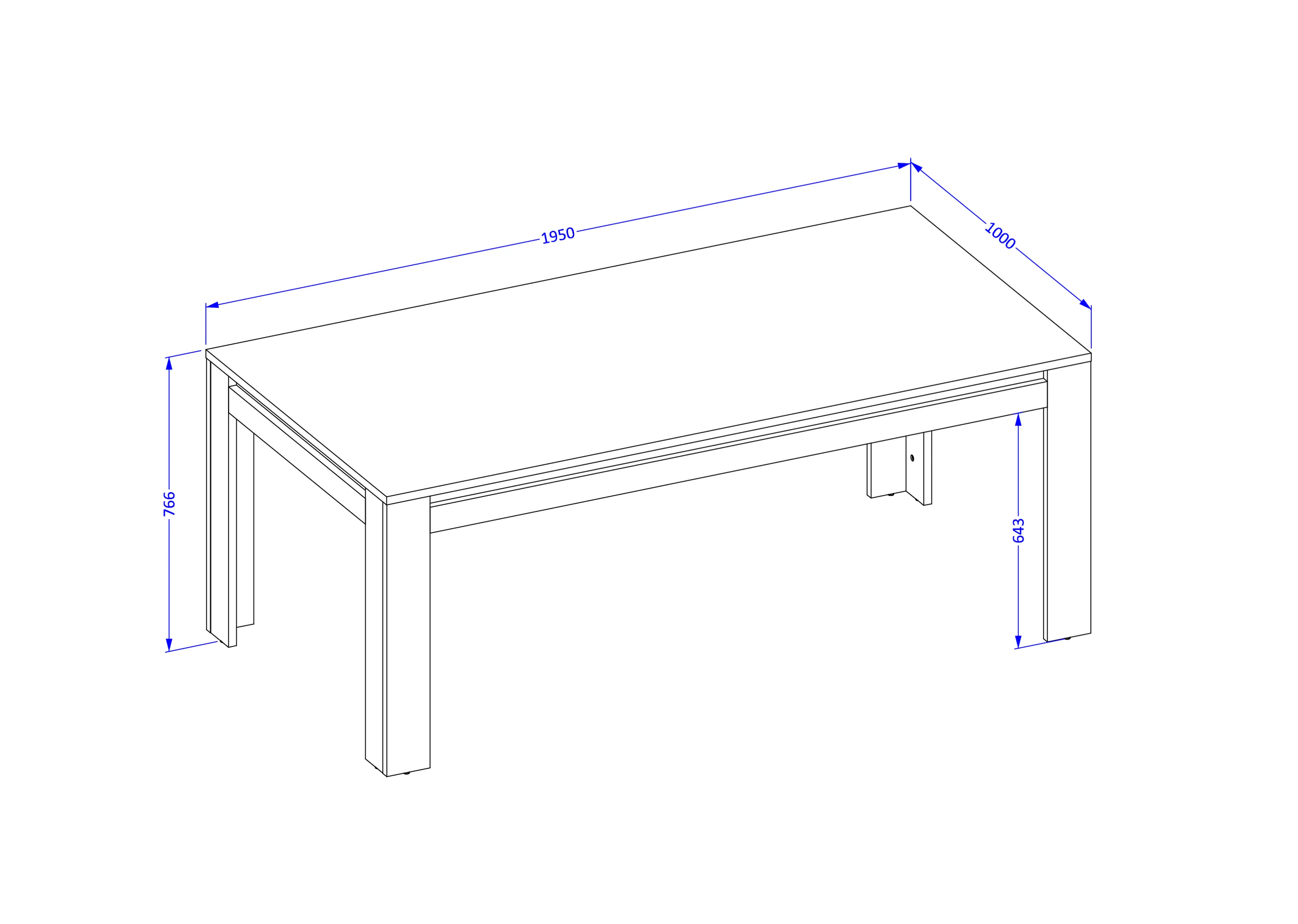 Stół TUDOR 100x195cm - dąb samdal, czarny - 24WSNZ94
