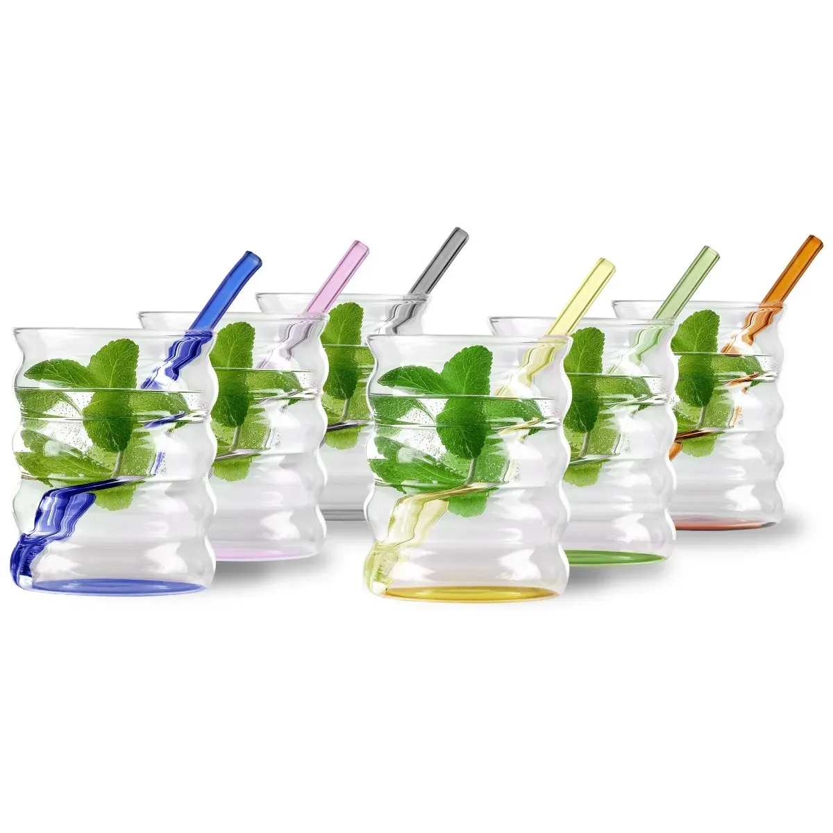 Zestaw 6 szklanek ze słomkami VOLO 350 ml kolorowy - KU_5901638732224