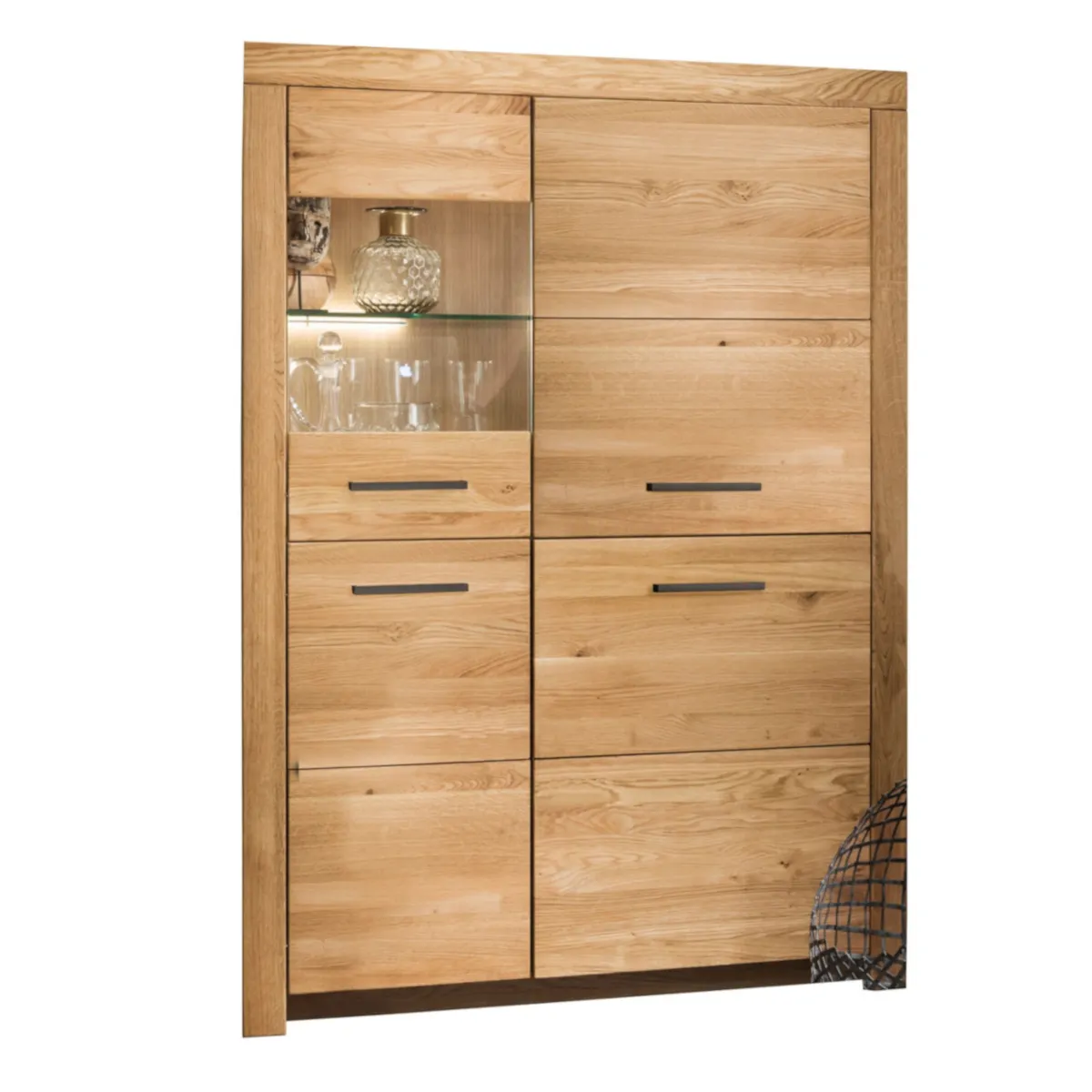 Kredens dębowy z przeszkleniem DOVE 102x141 II-Lewy