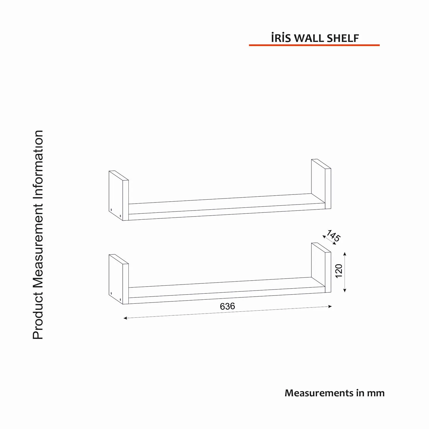 Zestaw półek ściennych IRIS 2 sztuki SZ63 kolor biały - ASI_756FRN1607