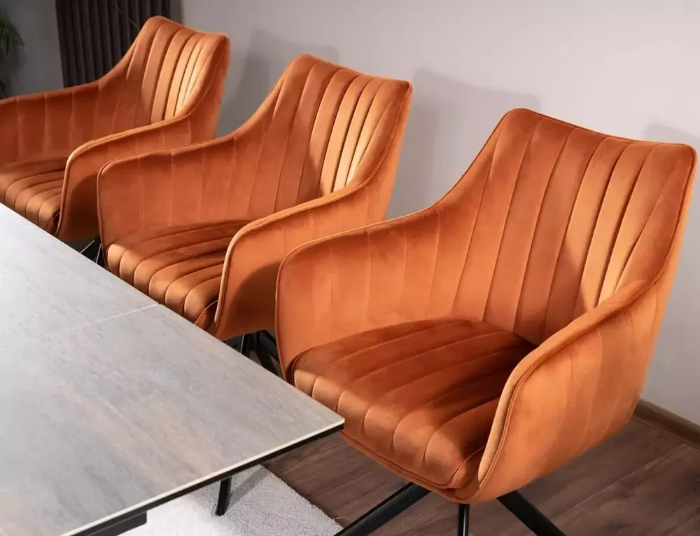 Krzesło obrotowe 180° AZALIA VELVET Bluvel 4215 cynamonowy czarny stelaż - AZALIAVCCY