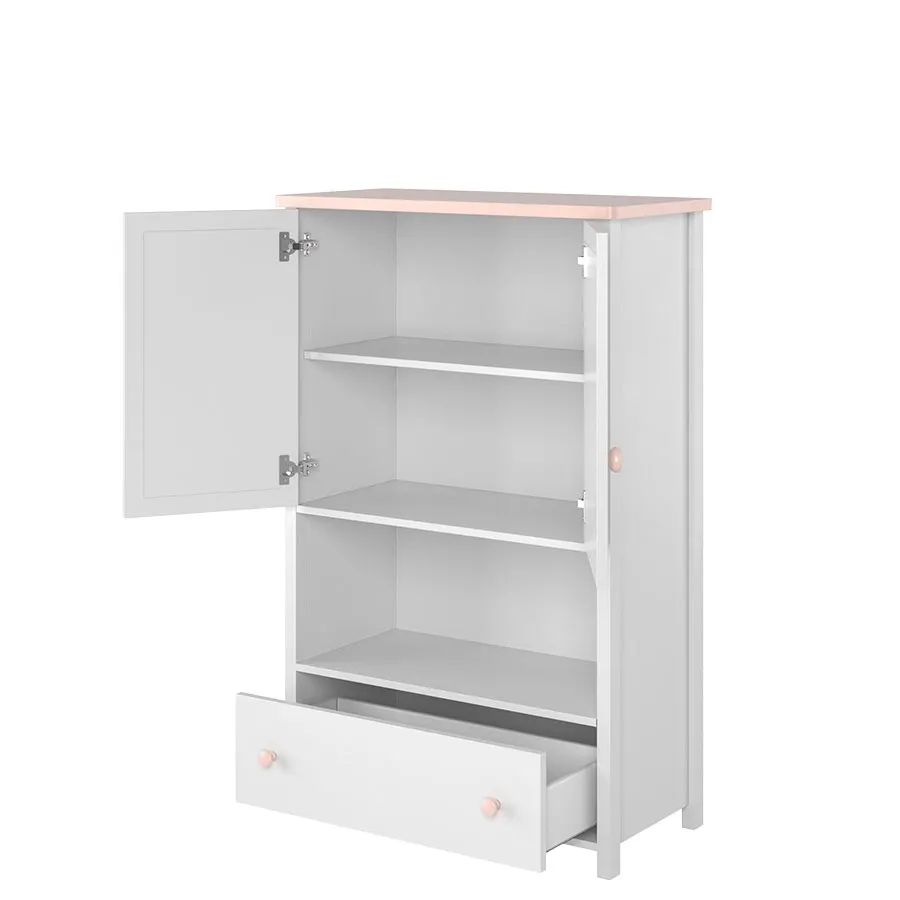 Komoda LUNA LN-11 biało-różowa - LN11BR