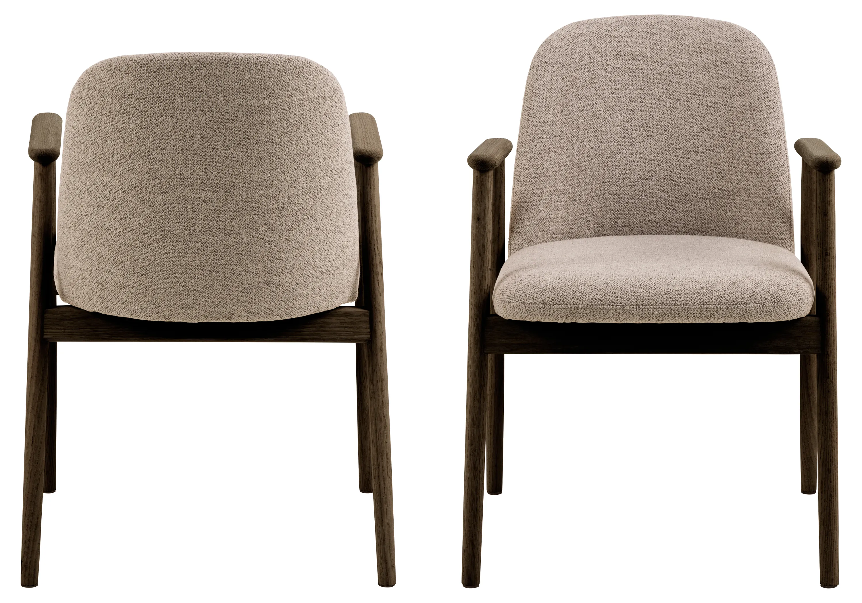 Krzesło z drewnianymi podłokietnikami LEO beżowe, dąb dymiony - 0000109744