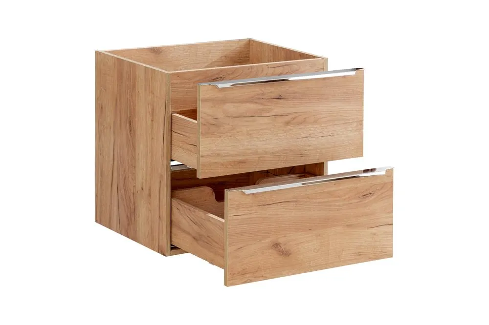 Szafka pod umywalkę z 2 szufladami CAPRI z chromowanymi uchwytami dąb złoty craft 60x57x46cm - CAPRI_OAK_820A_FSC